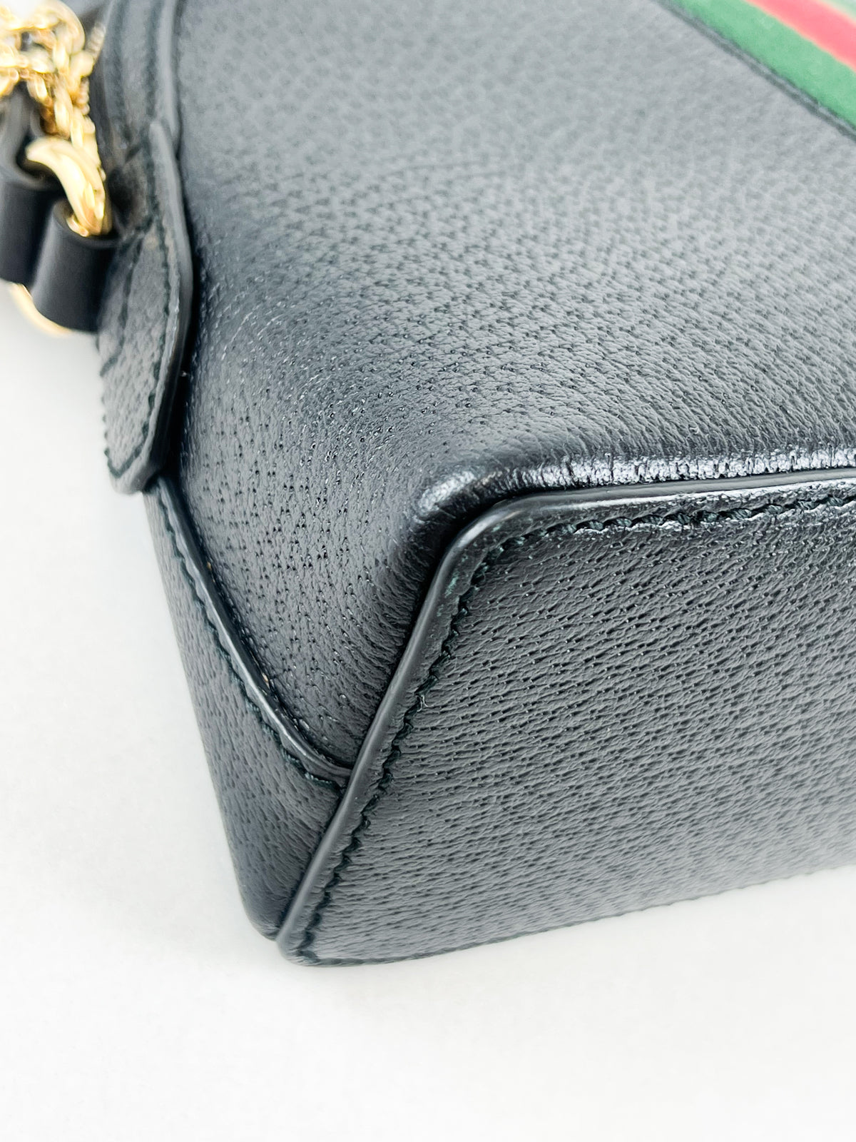 Gucci Ophidia Web Dome Small Crossbody Bag in Black