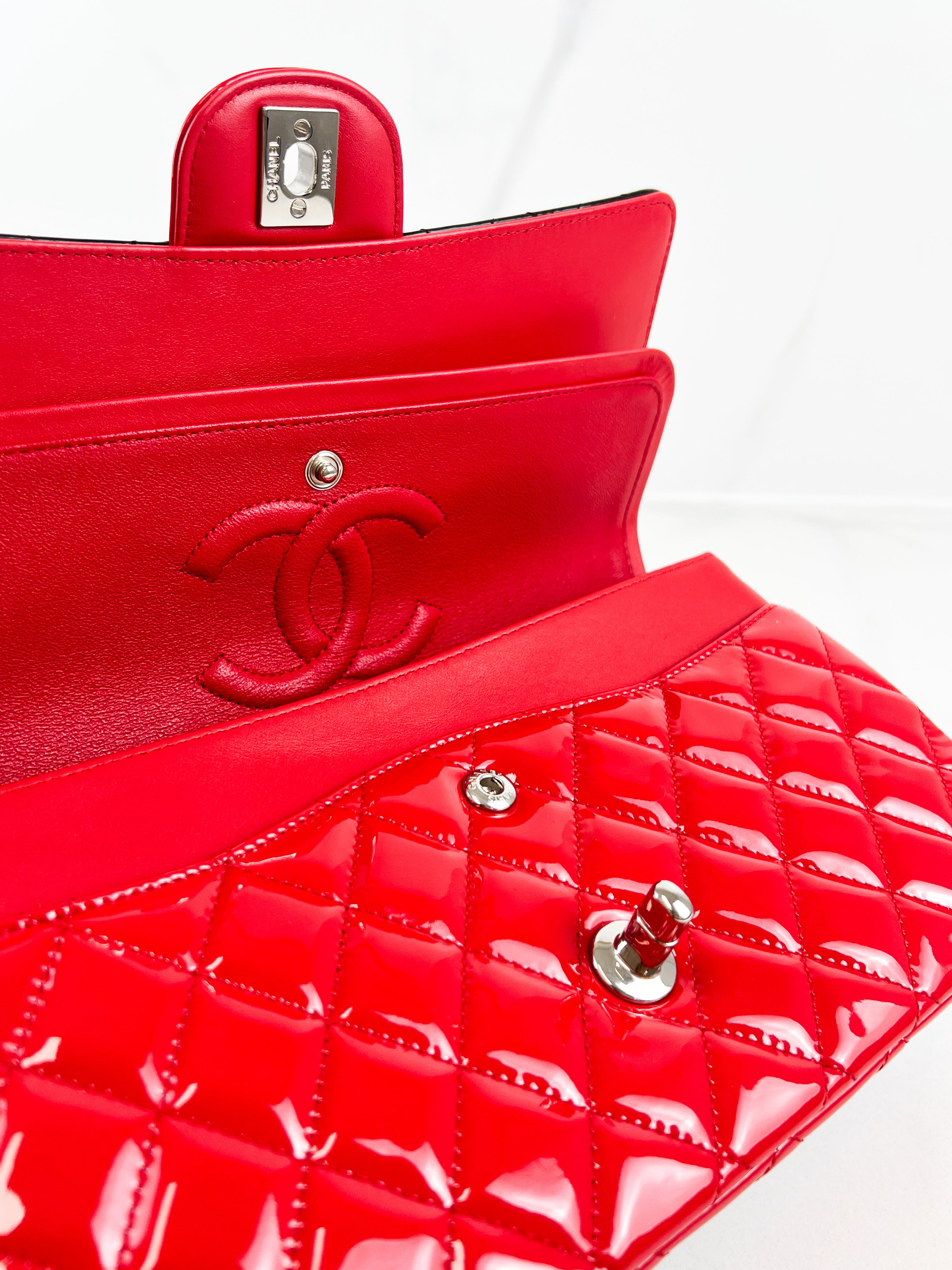 Chanel Small Classic Double Flap Patent Lambskin Shoulder Bag with SHW