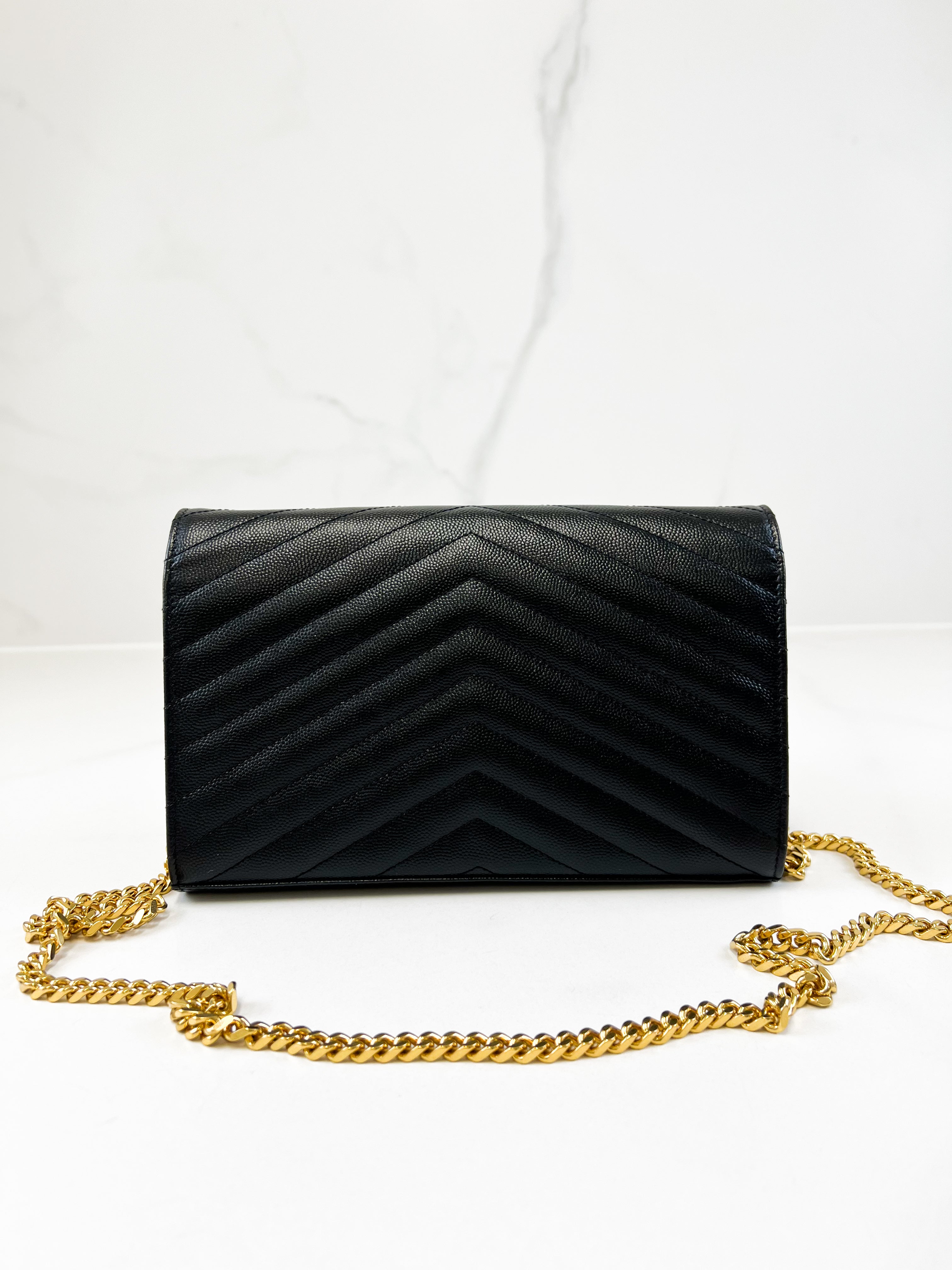 Saint Laurent Black Cassandre Chain WOC with GHW