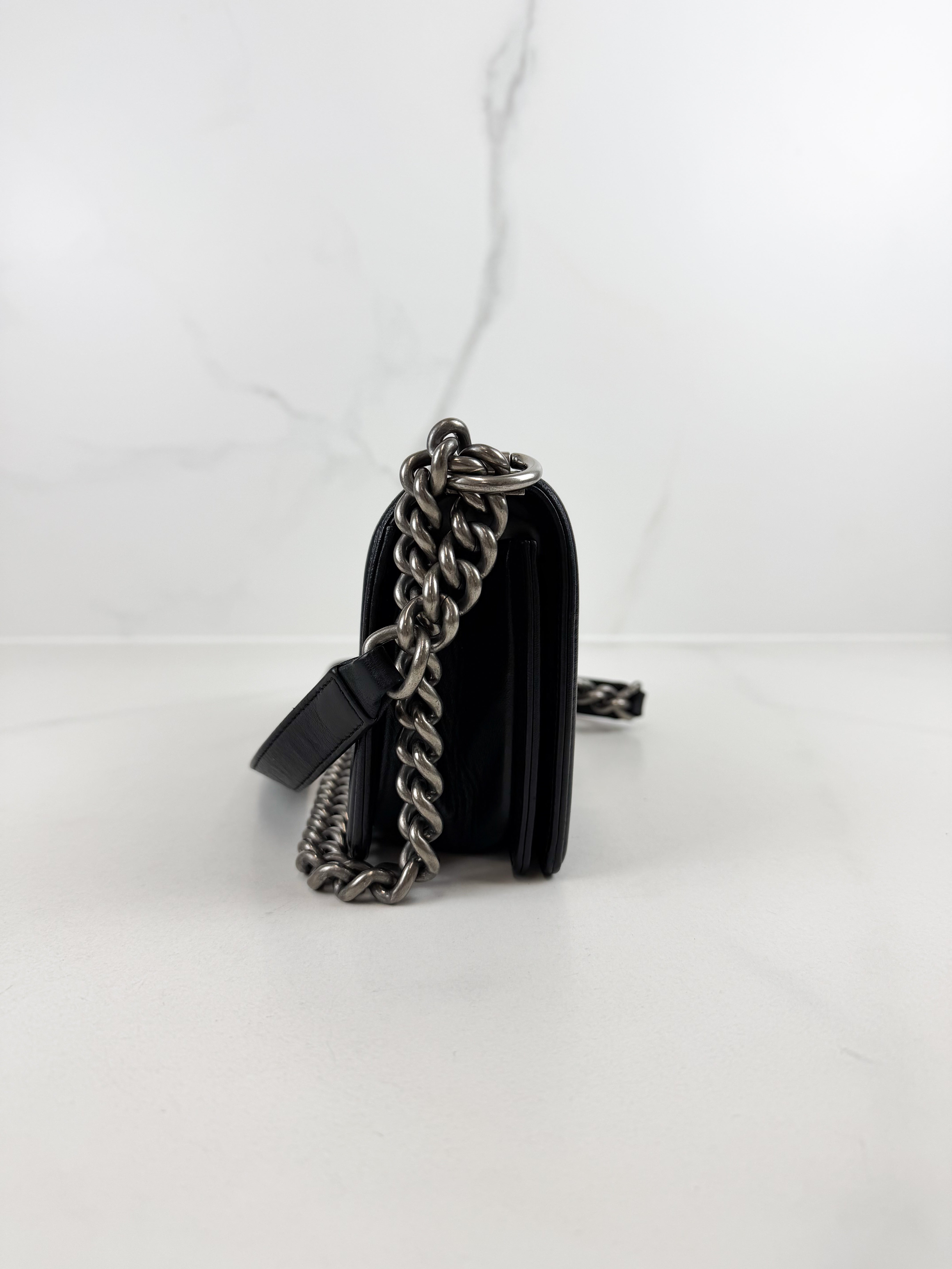 Chanel Small Lambskin Boy Bag with Ruthenium Hardware