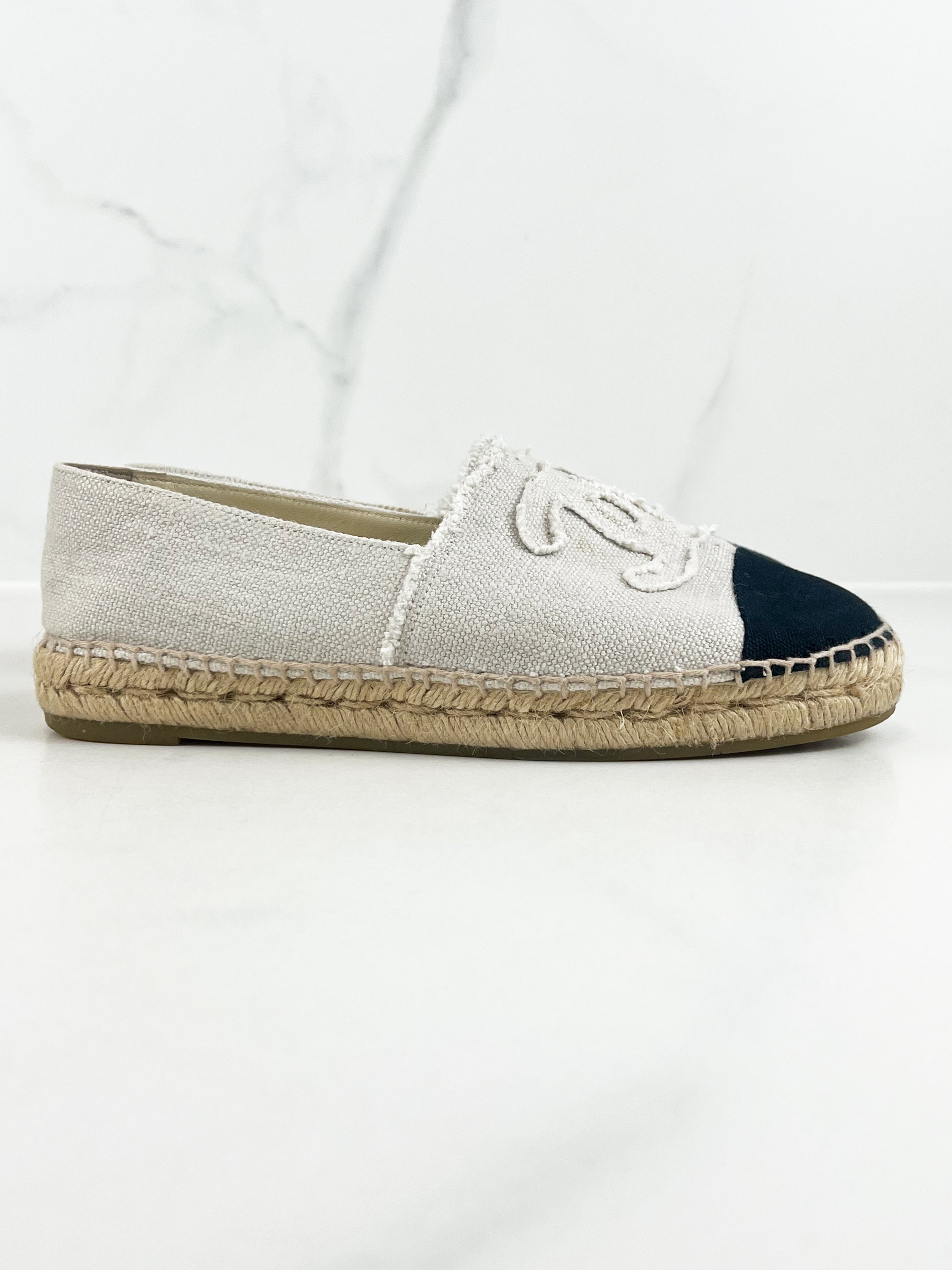 Chanel CC Canvas Espadrille Size 37