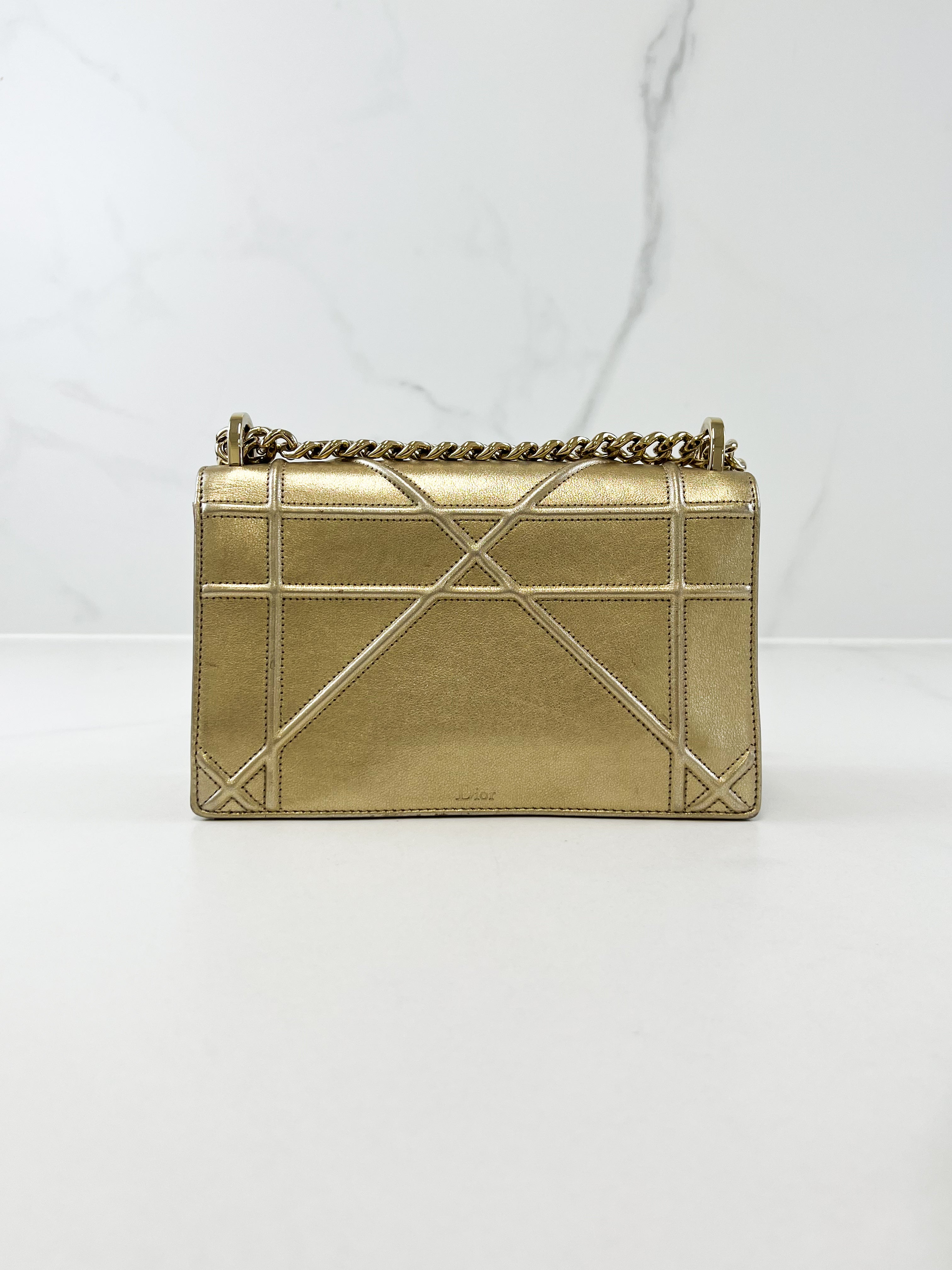 Christian Dior Gold Small Diorama Shoulder Bag GHW