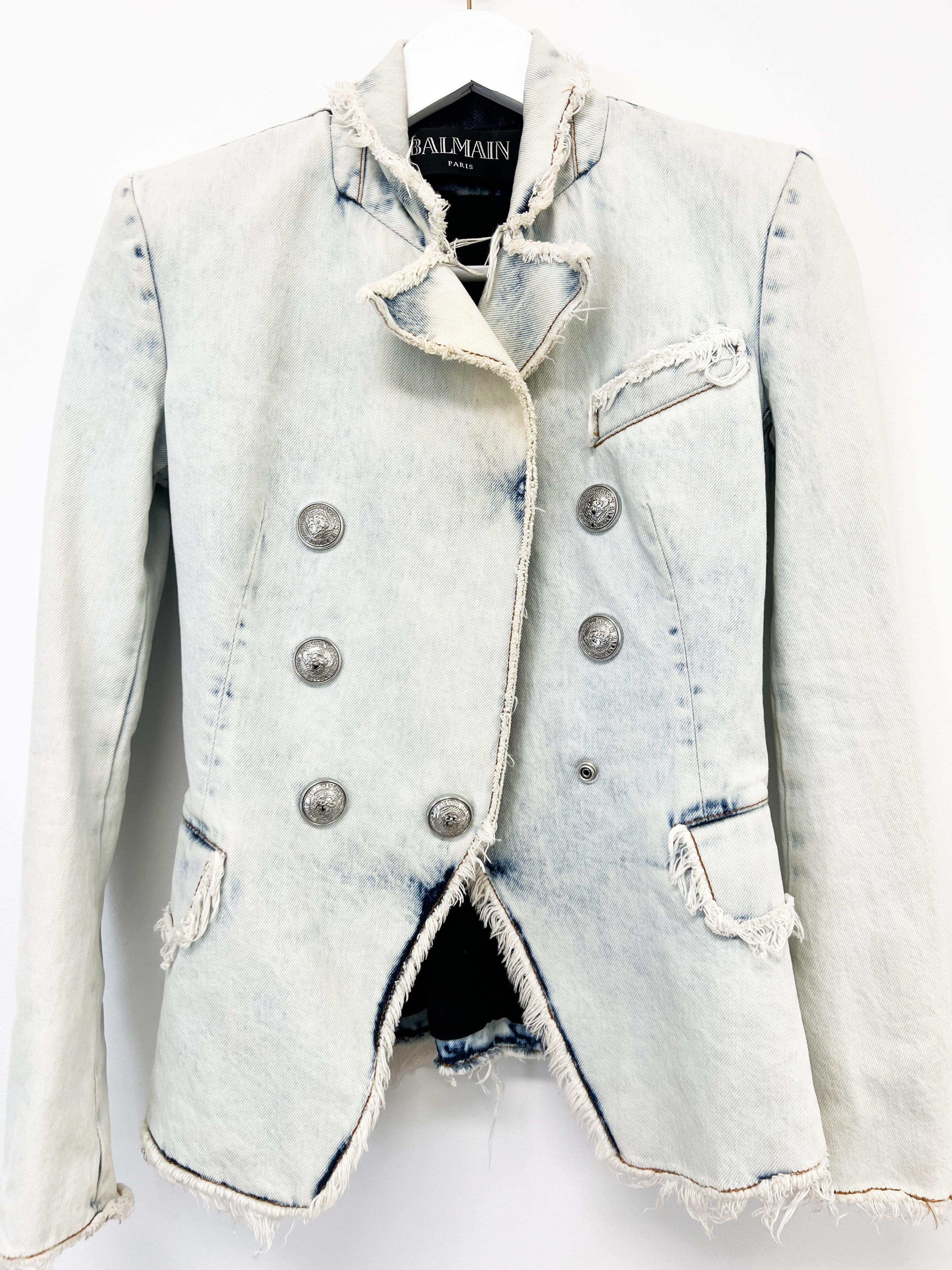 Balmain Blazer with Silver Buttons in Denim Size 34 (6)