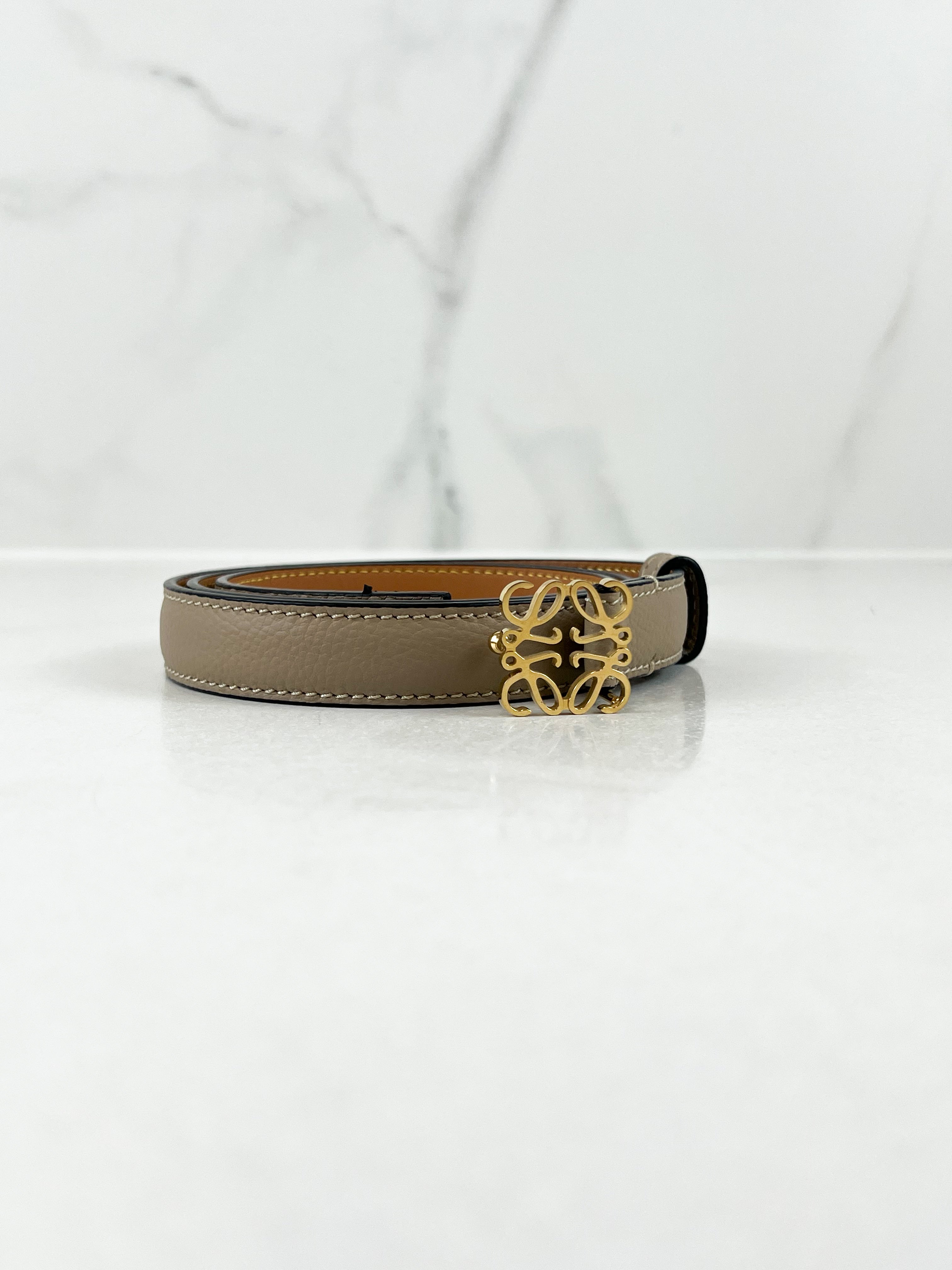 Loewe Anagram Belt 32mm in Beige/Grey with GHW Size 80