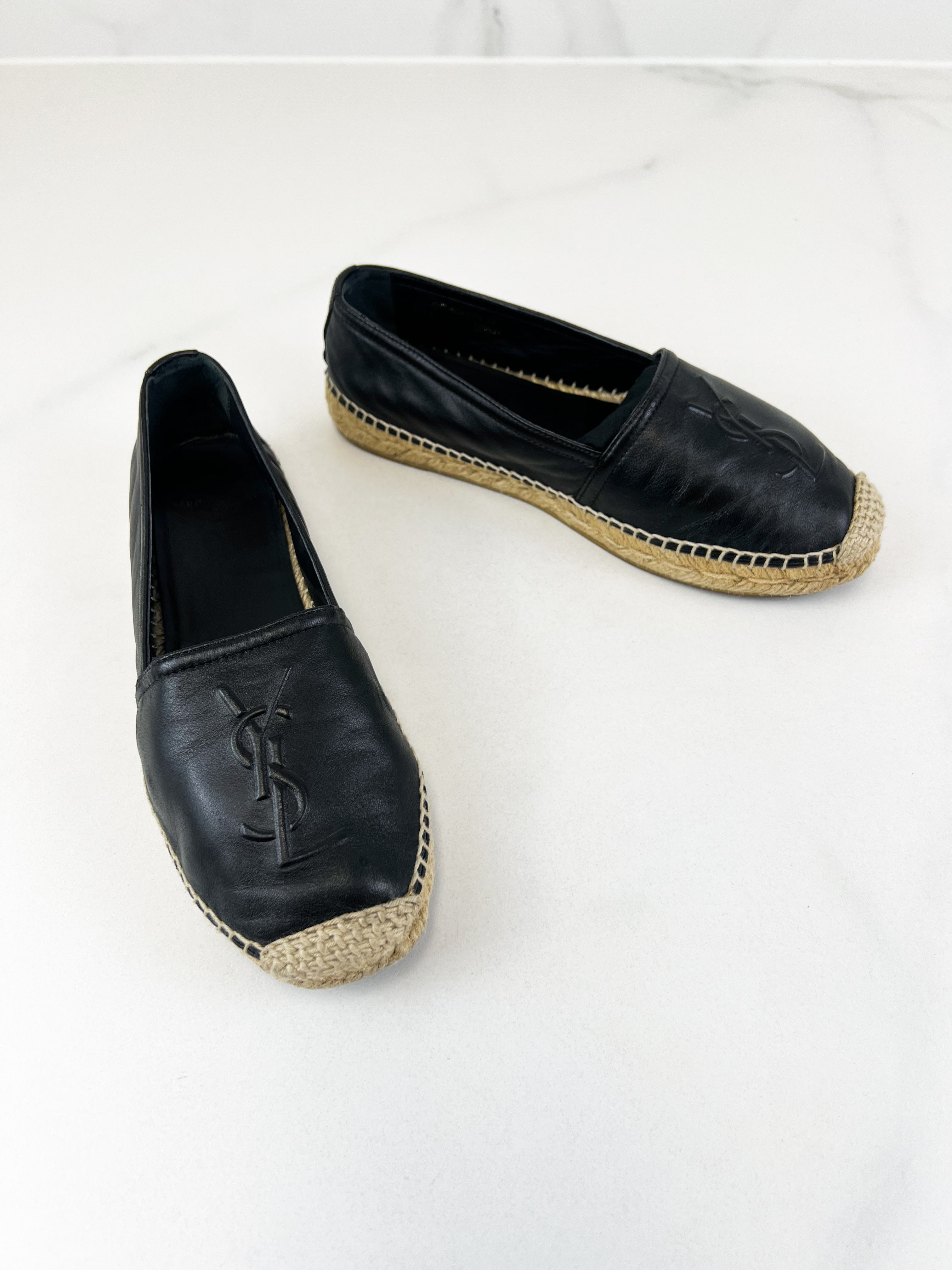 Saint Laurent Black Monogram Espadrilles Size 36