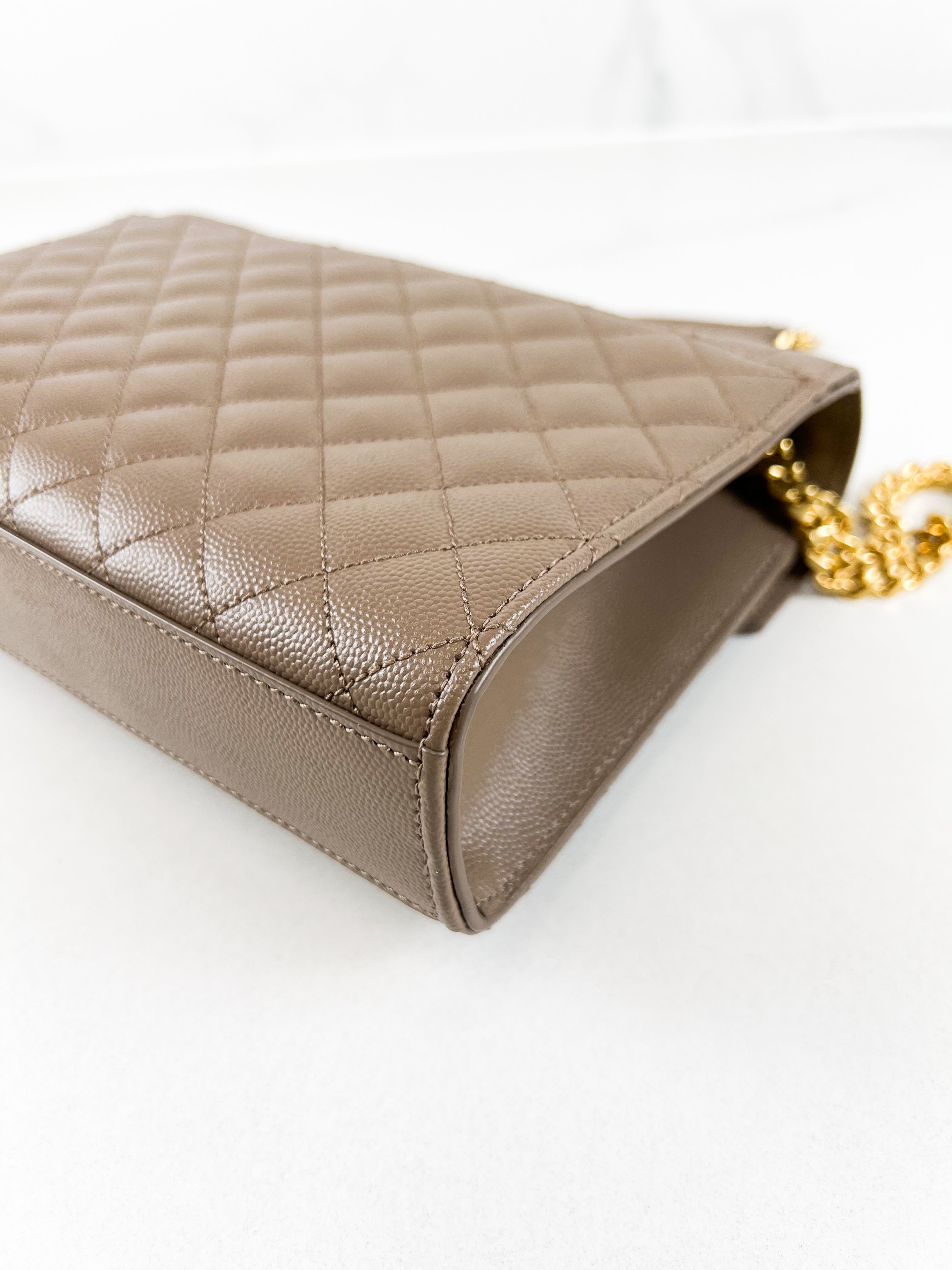 Saint Laurent Medium Beige Envelope Matelasse Shoulder Bag