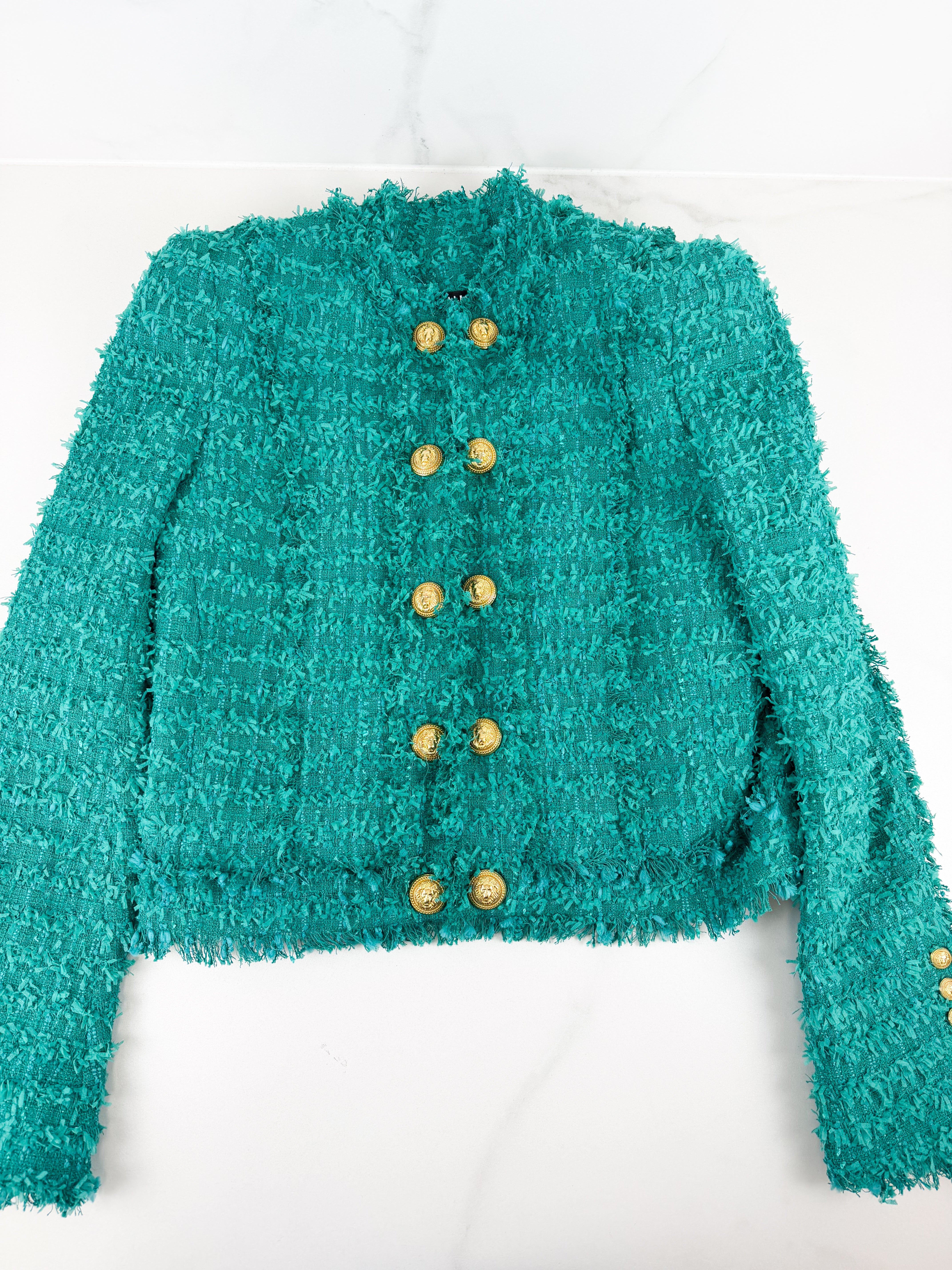 Balmain Teal Button Embellished Set Size 42
