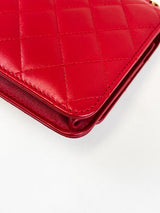 Chanel Red Trendy Wallet On Chain with Light GHW