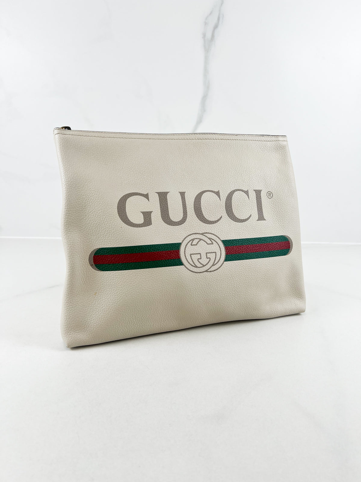 Gucci Bone Leather Logo Porforlio Pouch