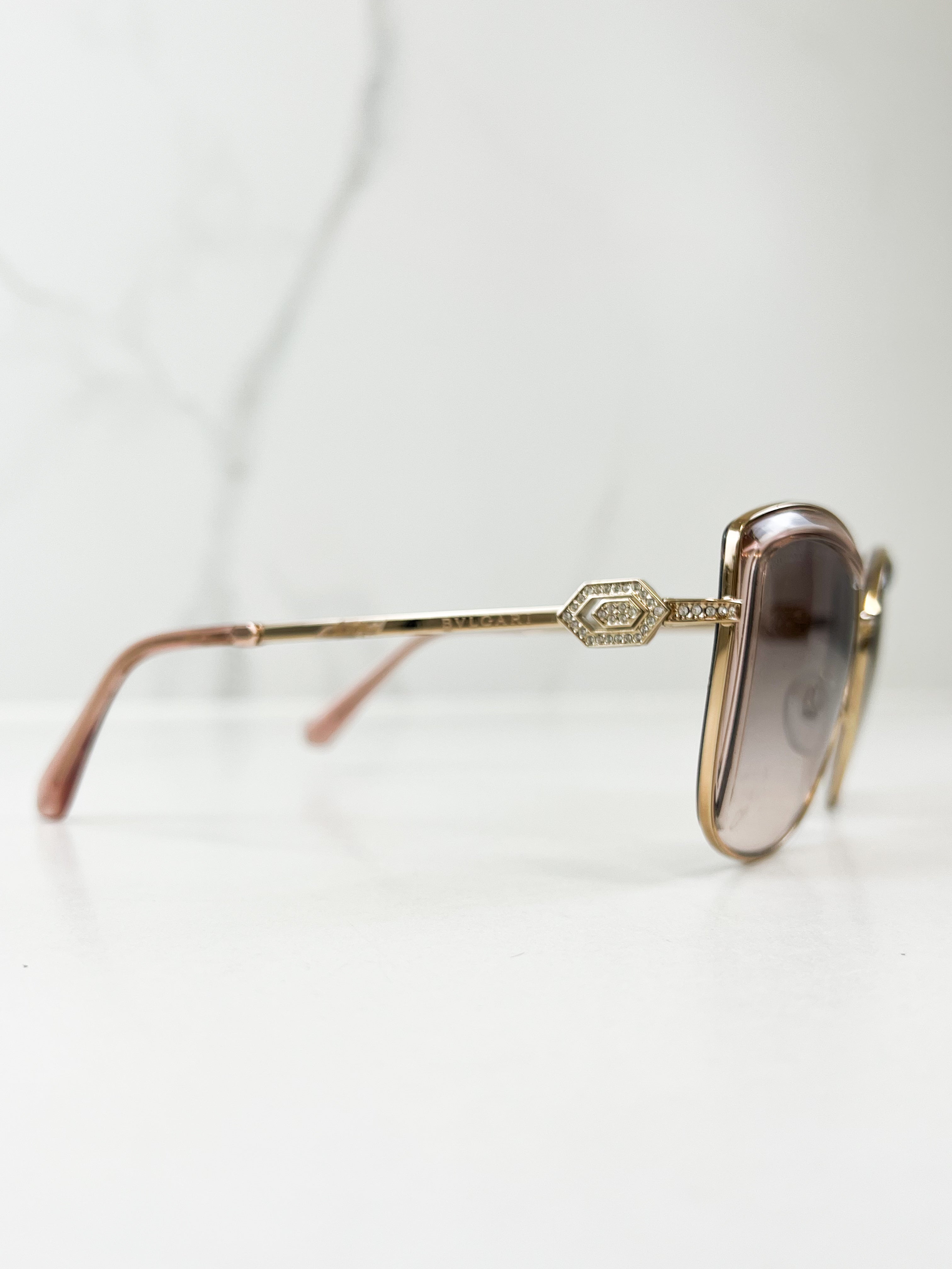 Bvlgari Cateye Gold Embellished Sunglasses