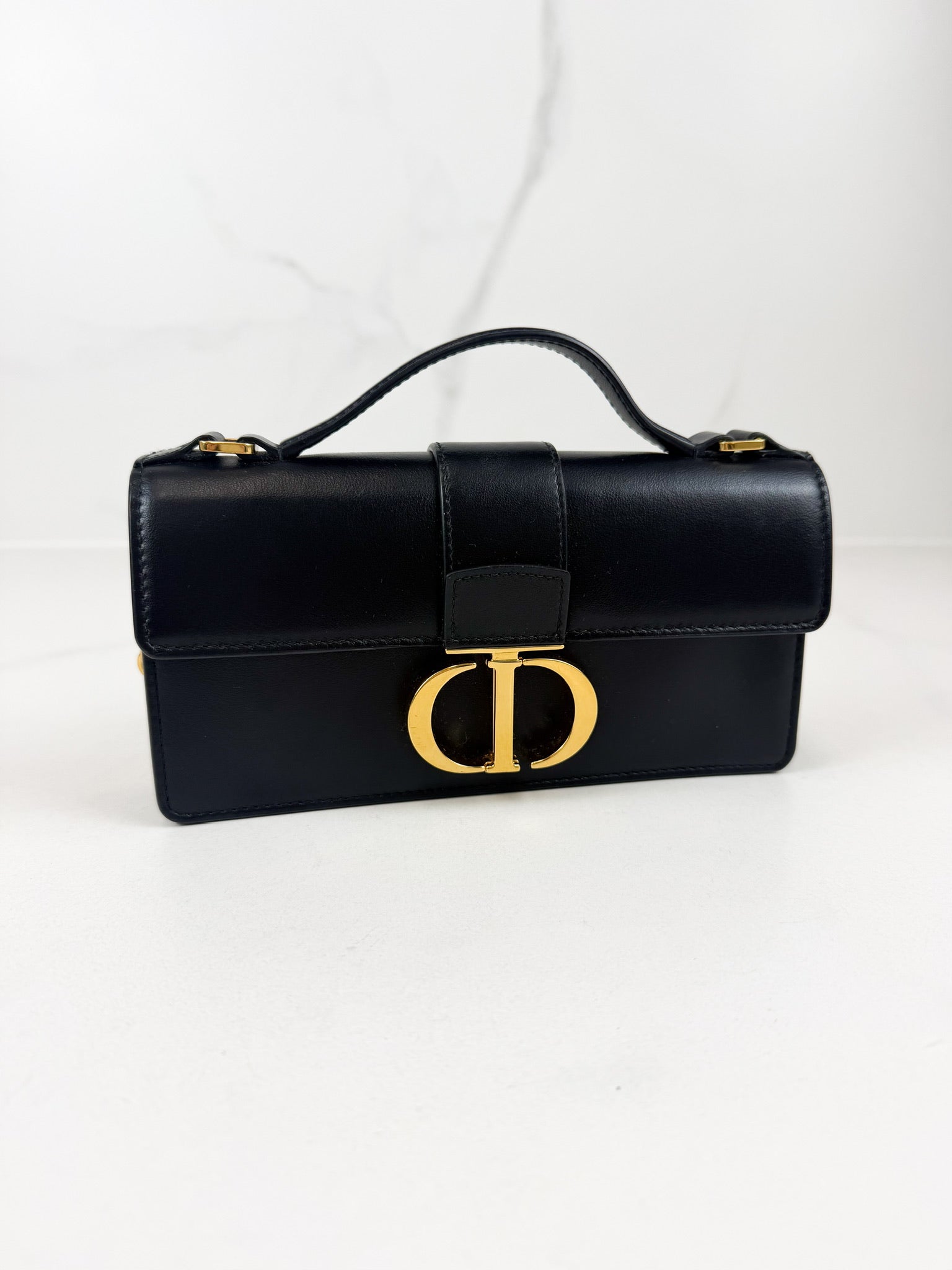 Christian Dior Miss Montaigne Mini Black Leather Top Handle Bag