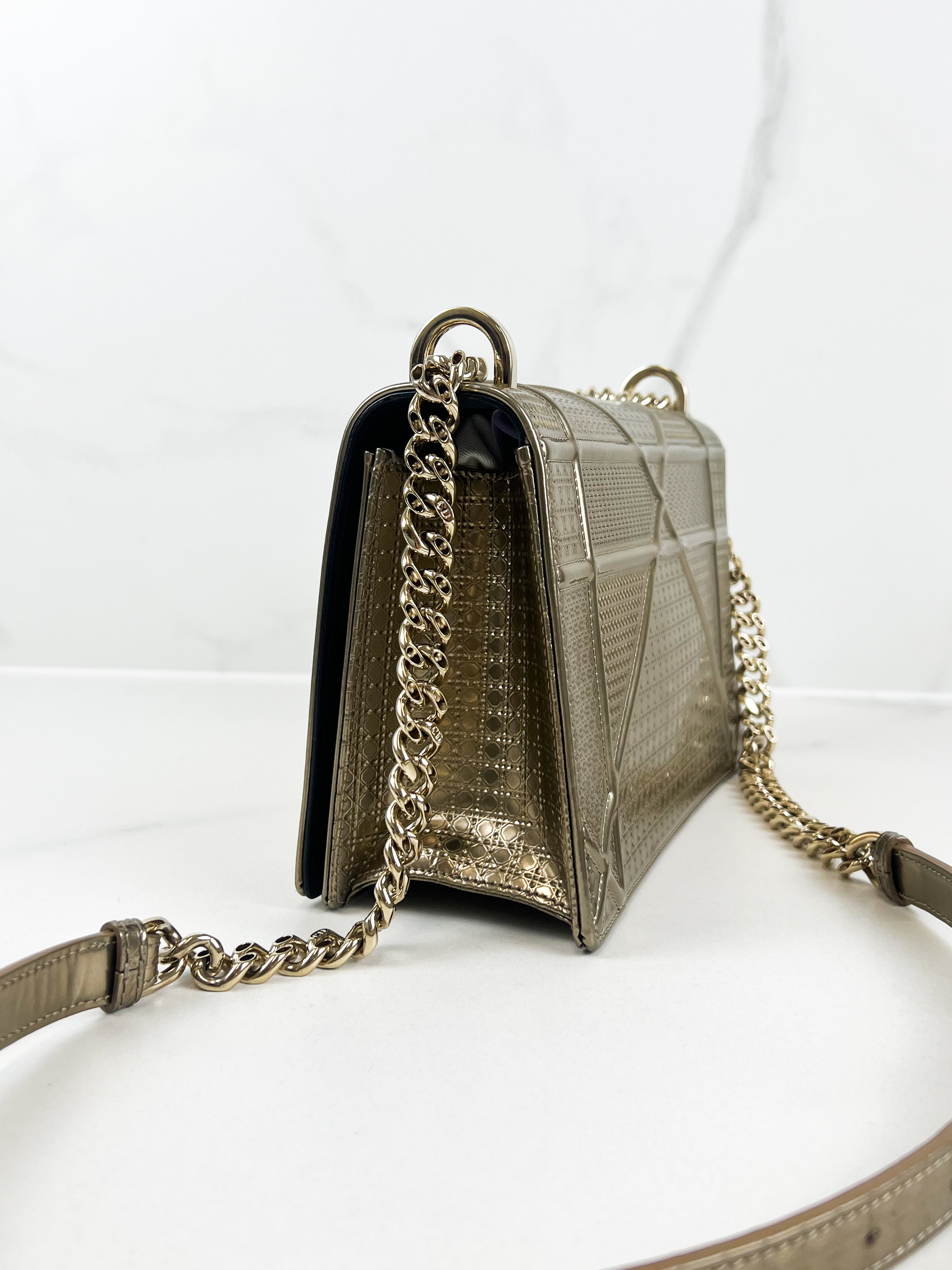 Christian Dior Medium Gold Diorama Shoulder Bag