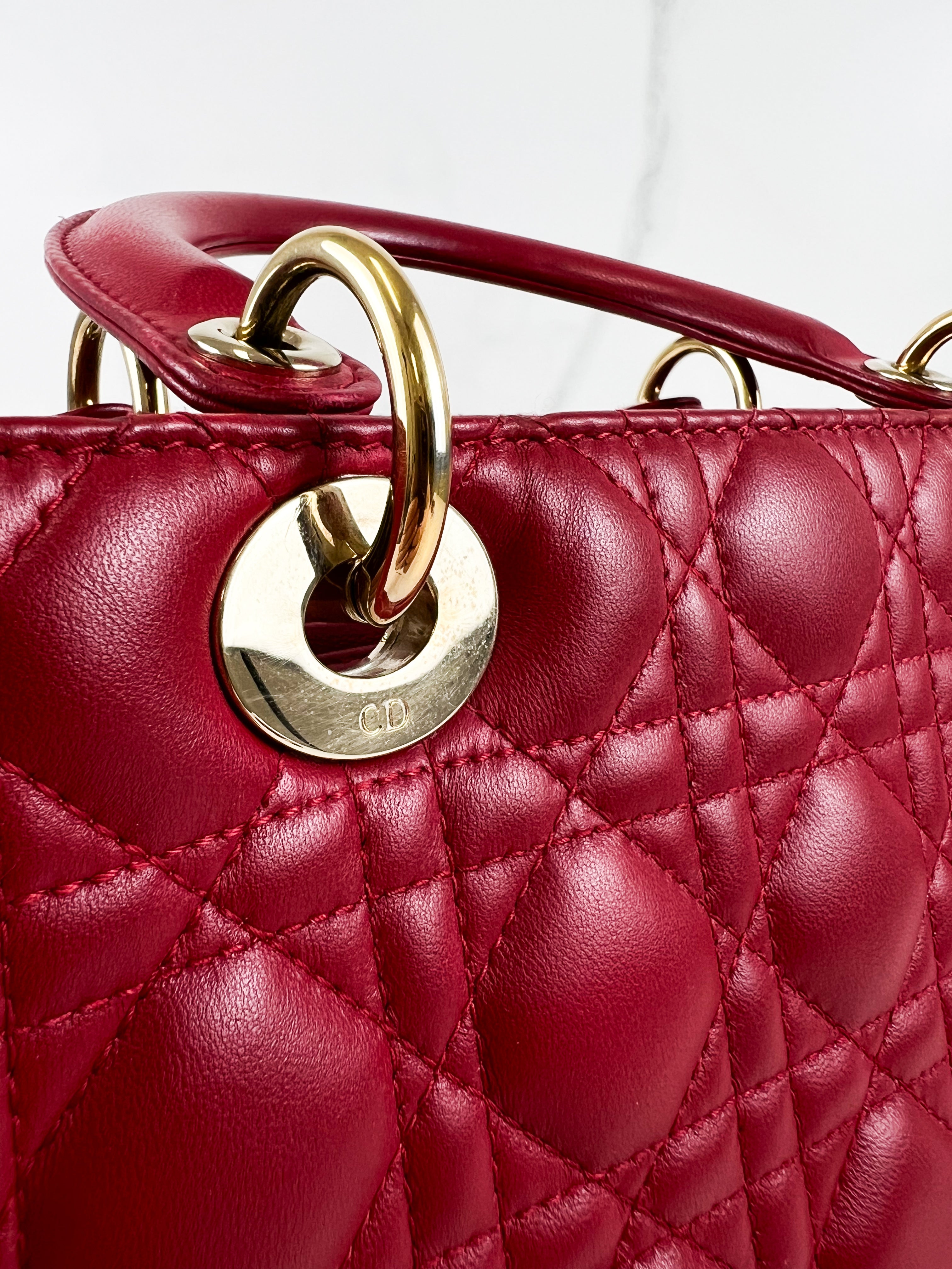 Christian Dior Red Medium Lady Dior