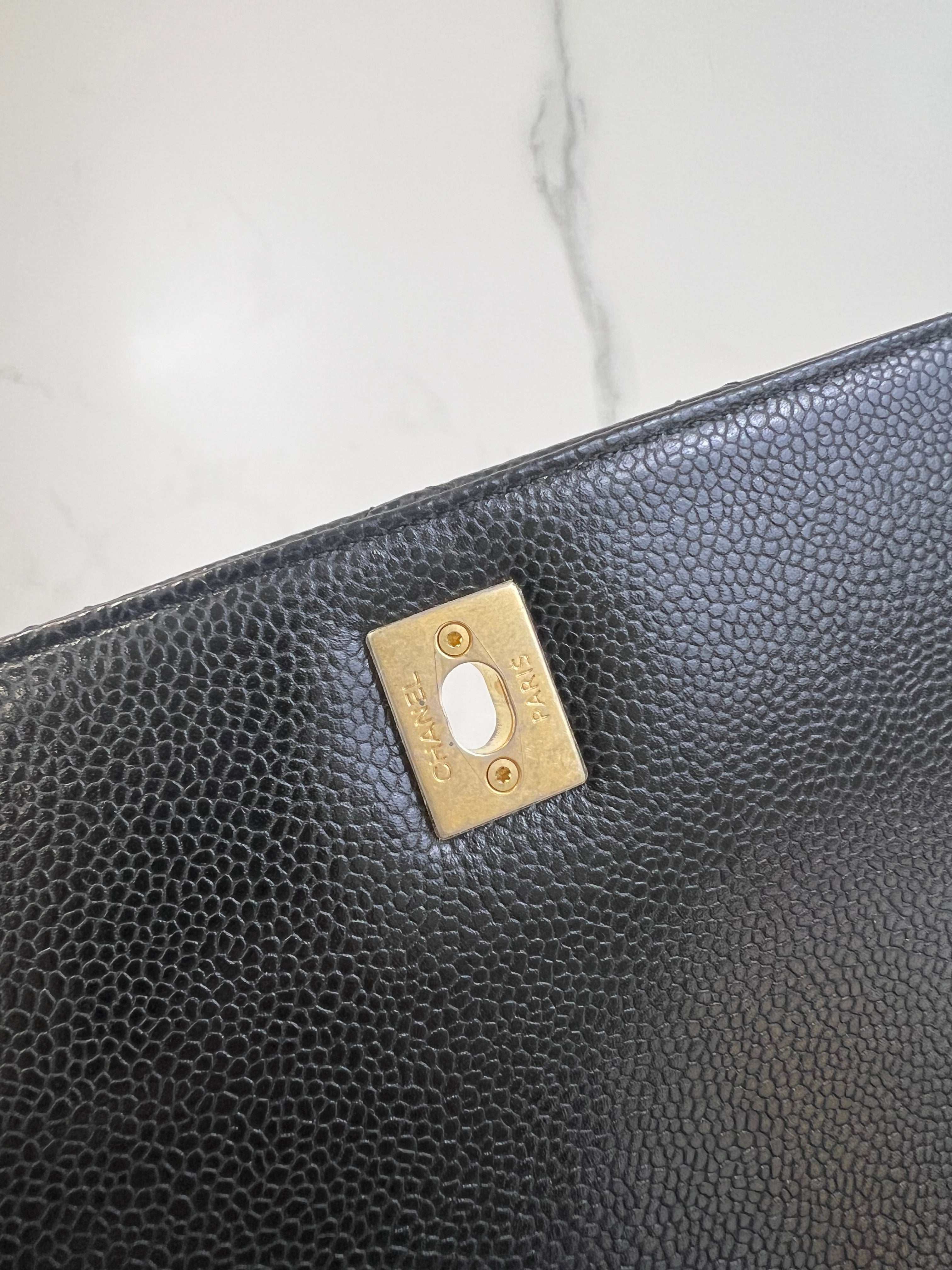 Chanel Caviar Top Handle Flap Shoulder Bag