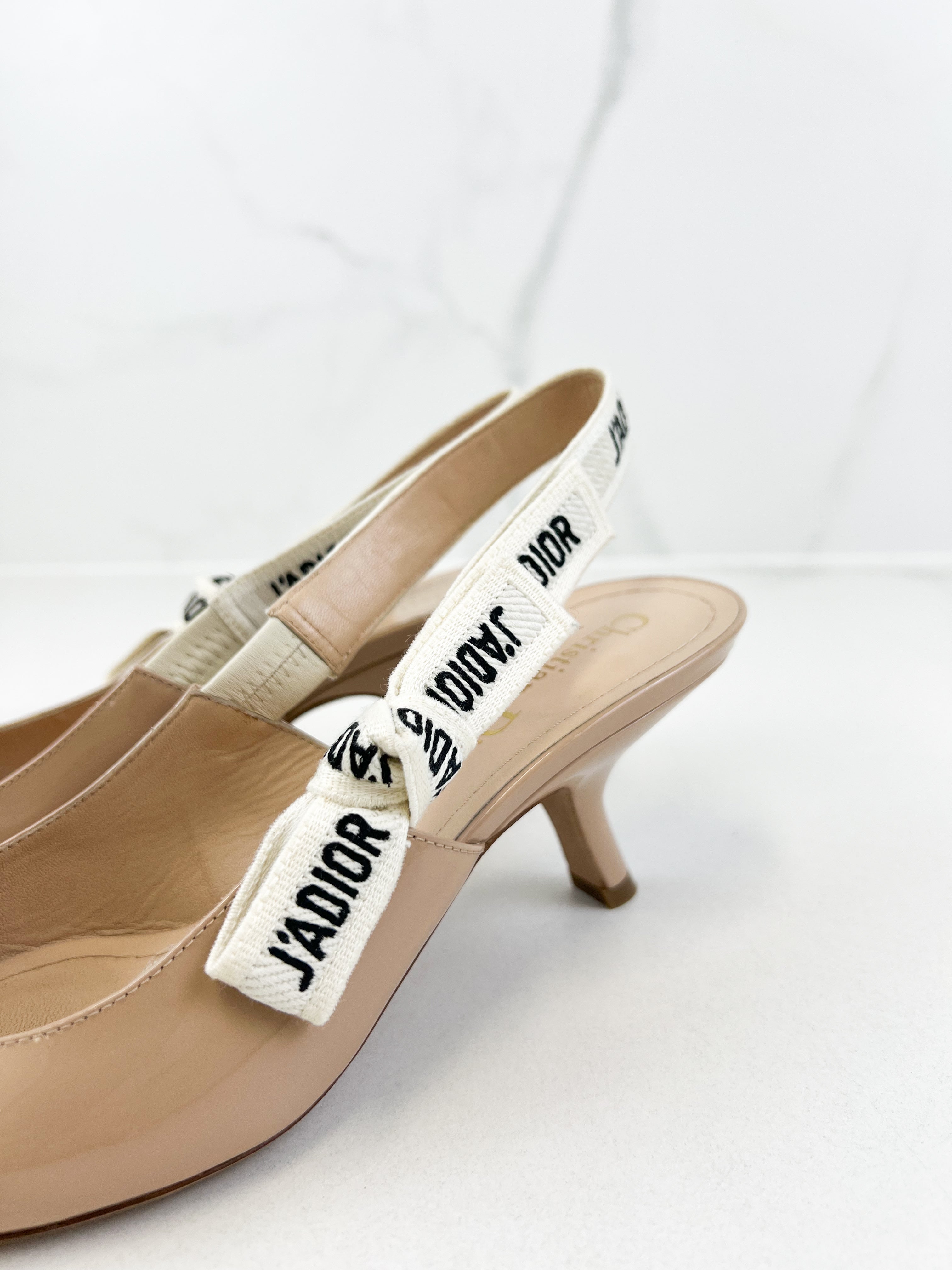 Christian Dior Beige Jadior Slingback Heel Size 37.5