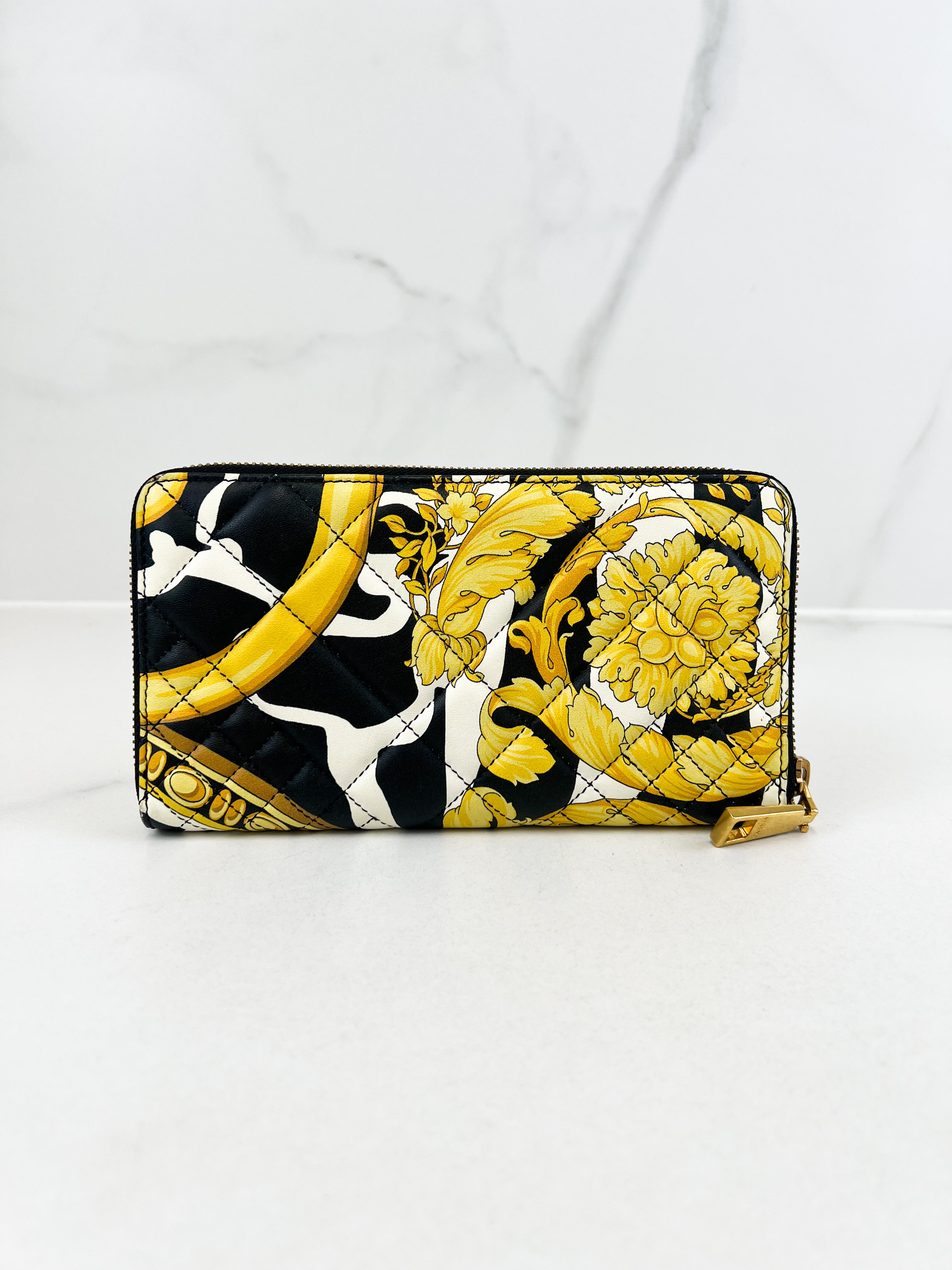 Black & Yellow Leather Tribute Zip Wallet