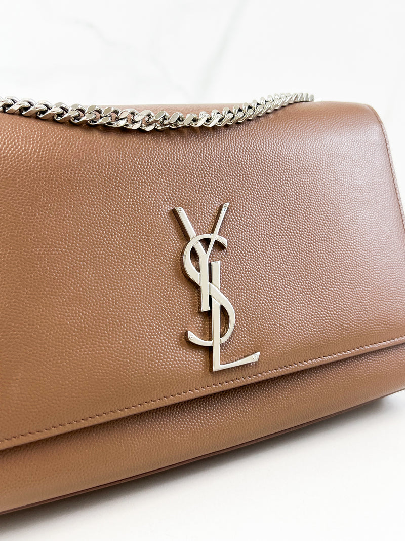 Saint Laurent Taupe Kate Medium Chain Bag with SHW