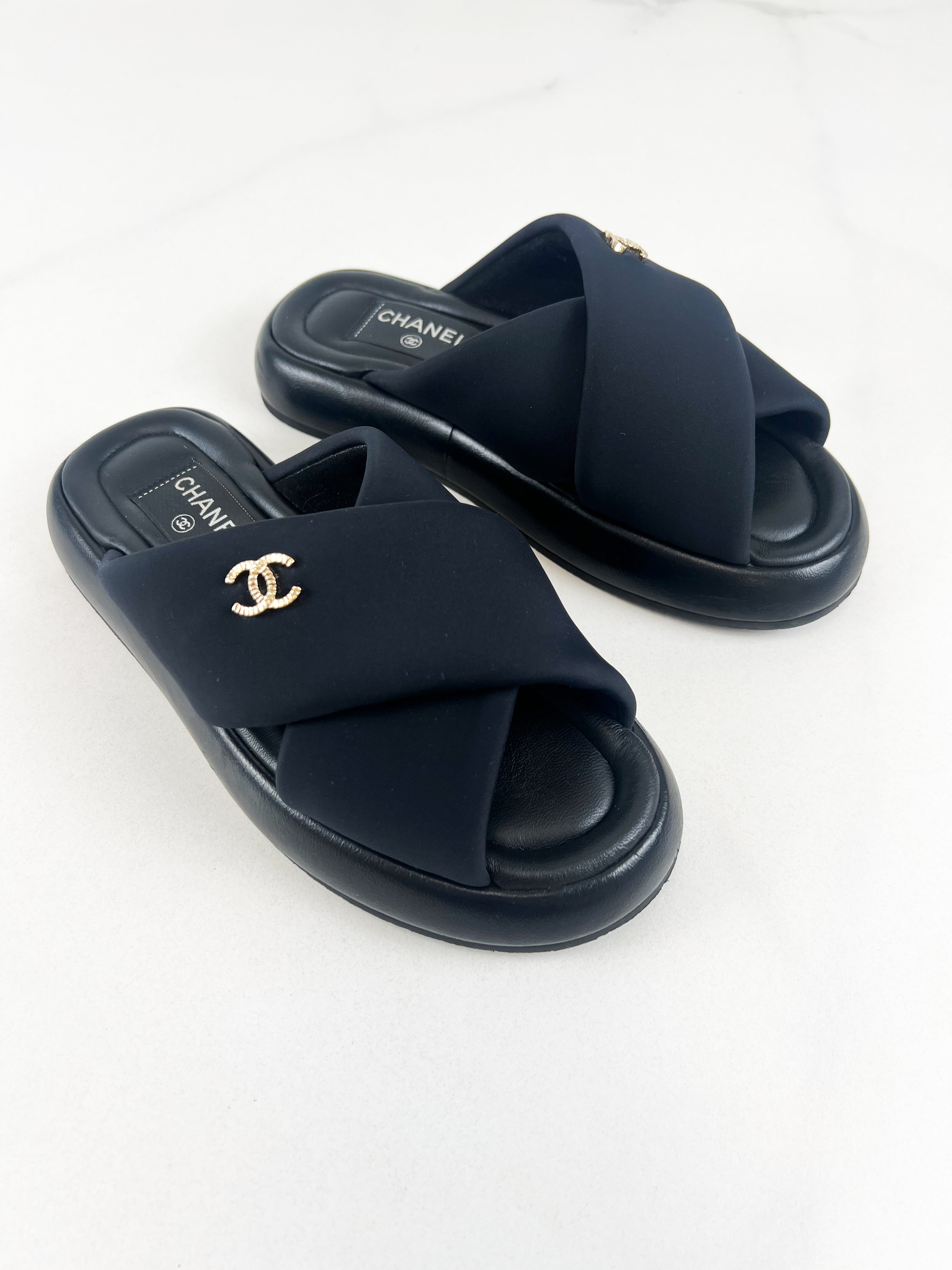 Chanel Puffy Criss Cross Slide Size 35C