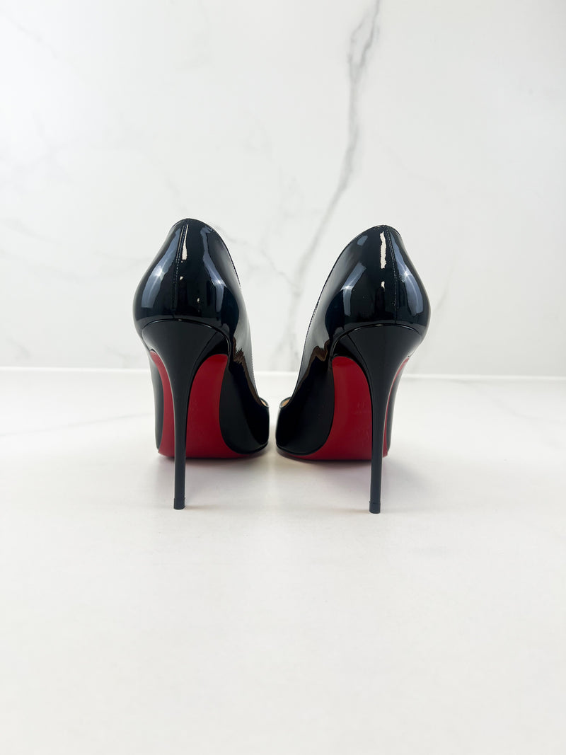 Christian Louboutin Black Patent Pigalle Follies 100mm Size 38