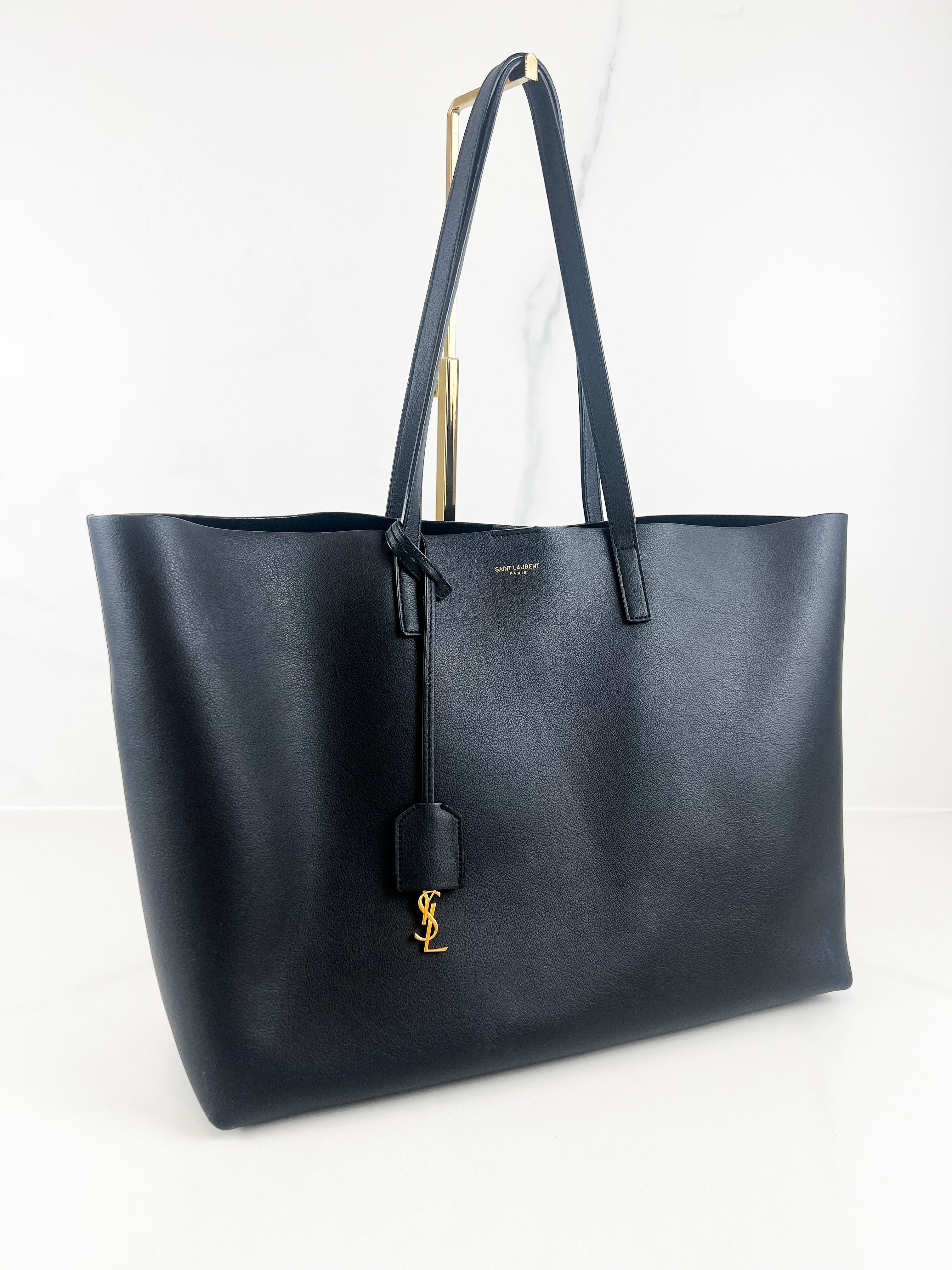 Saint Laurent E/W Shopper Tote in Black Supple Leather