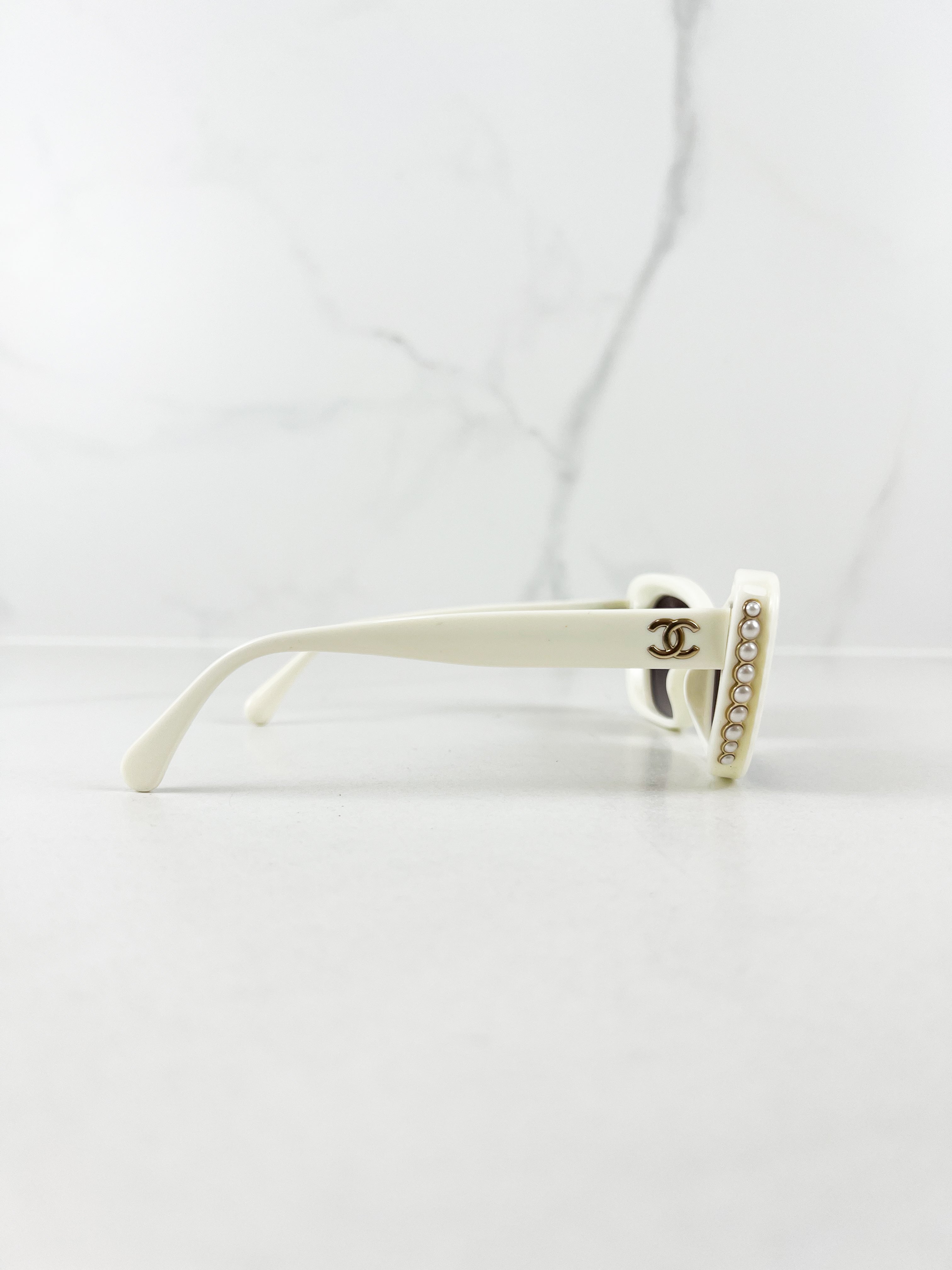 Chanel CC White Pearl Sunglasses