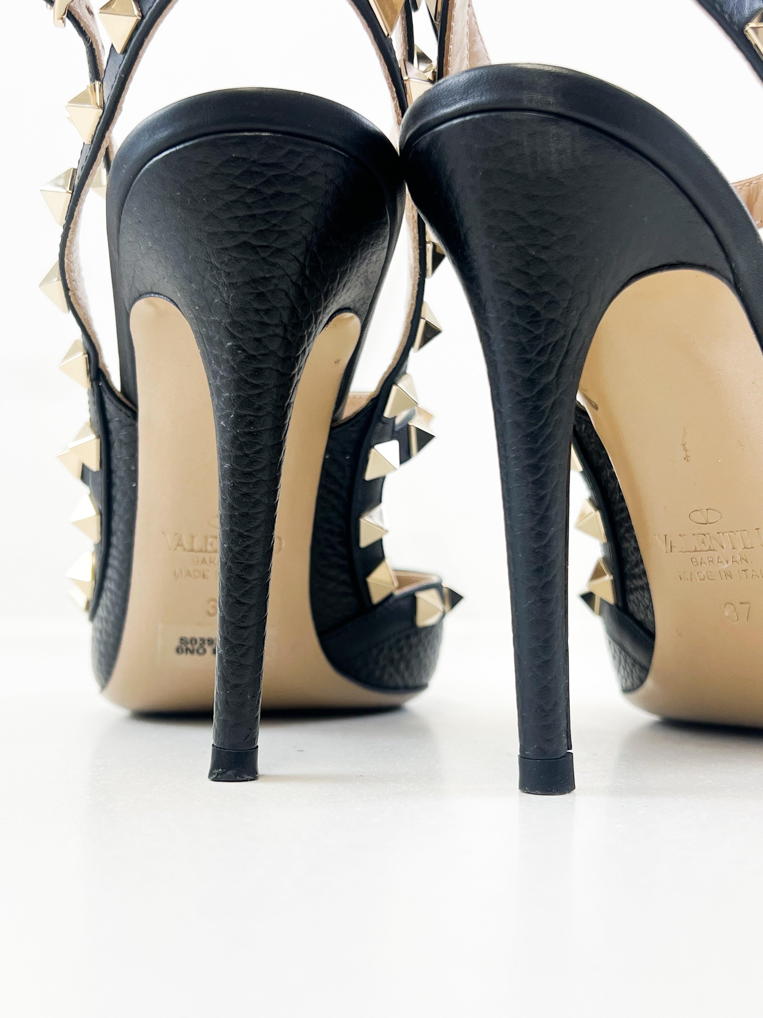 Valentino Black Caged Rockstud Pumps Size 37