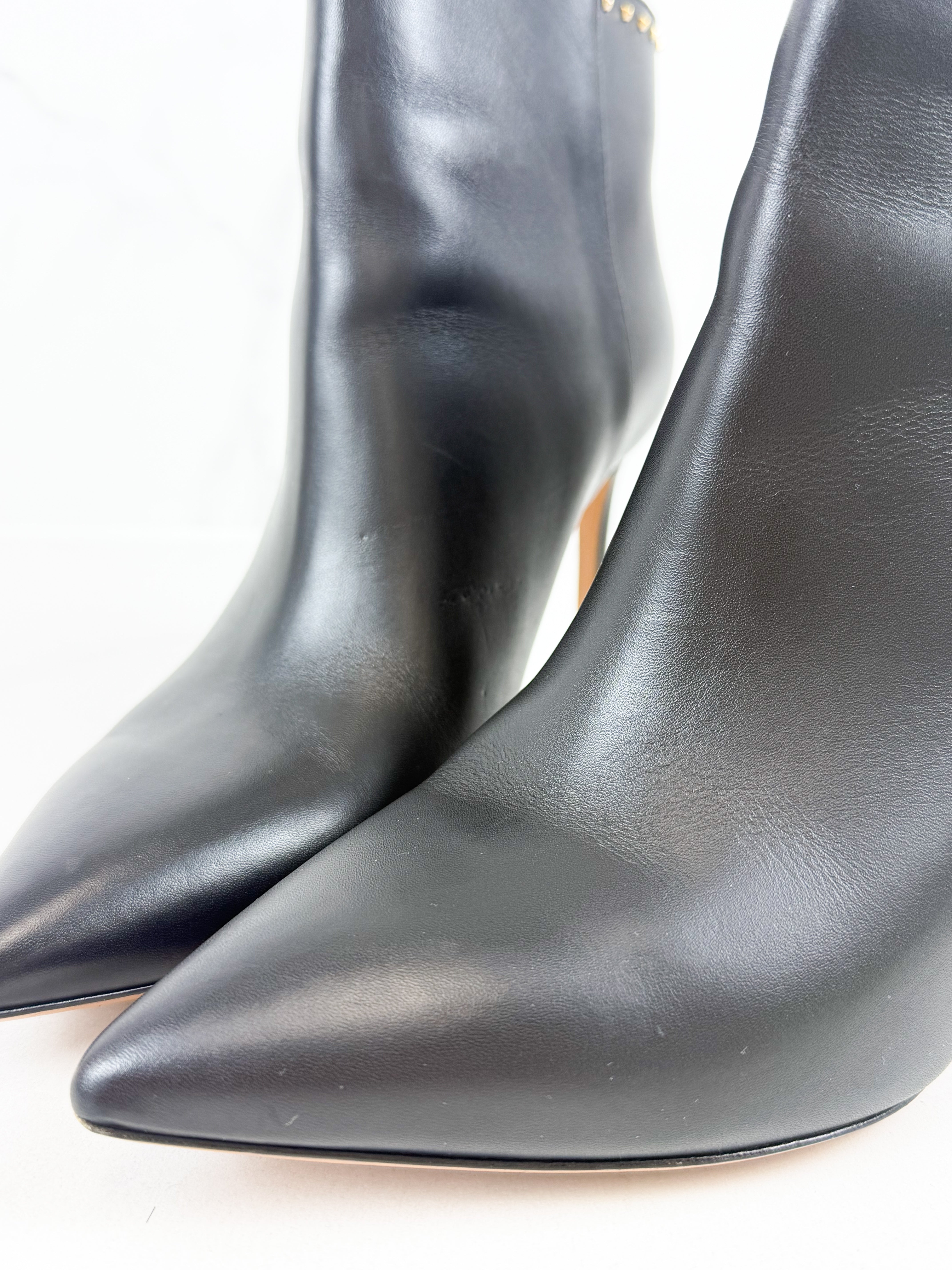 Valentino Black Leather Ankle Boots Size 40.5
