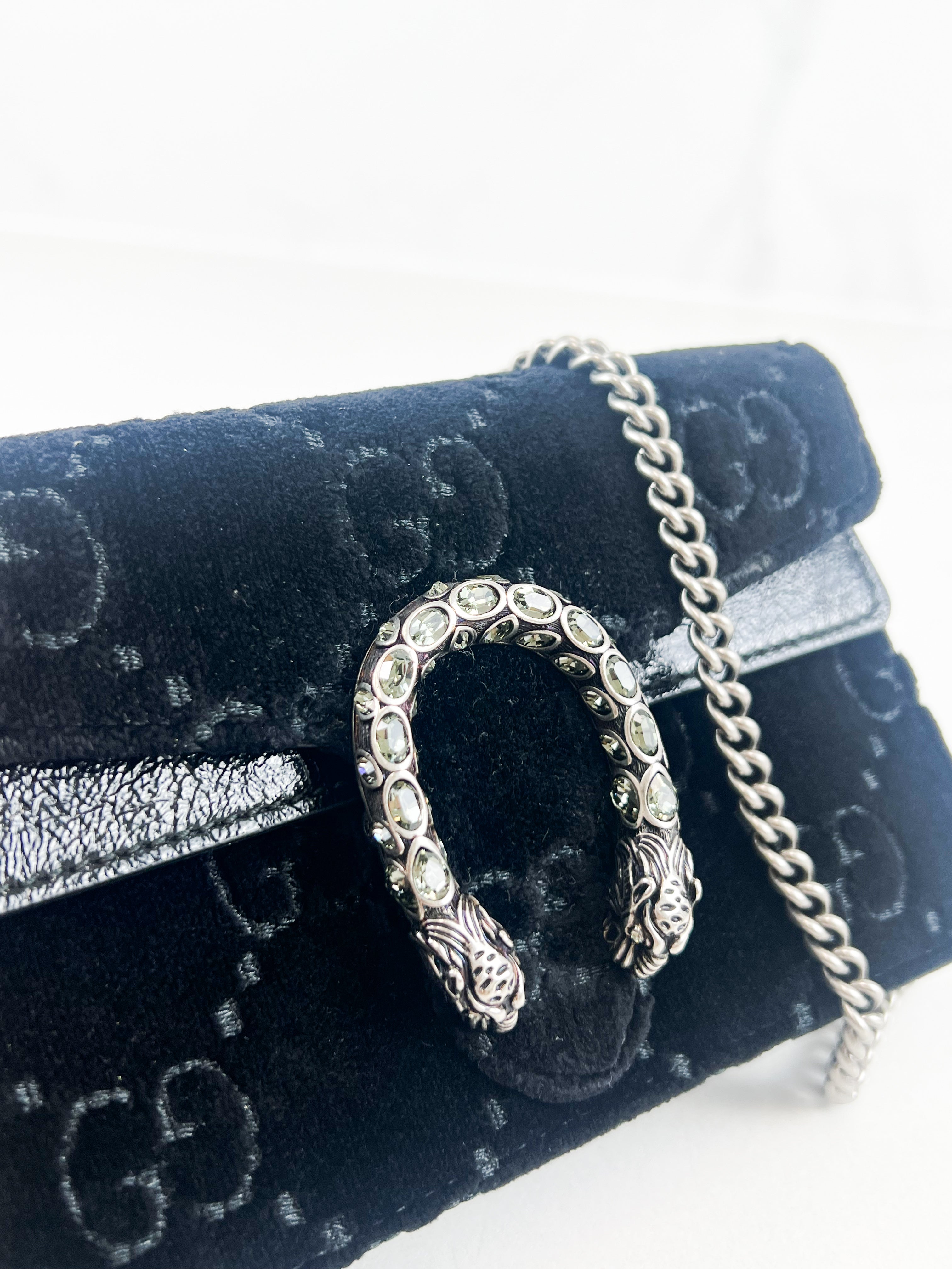 Gucci GG Logo Super Mini Velvet Dionysus