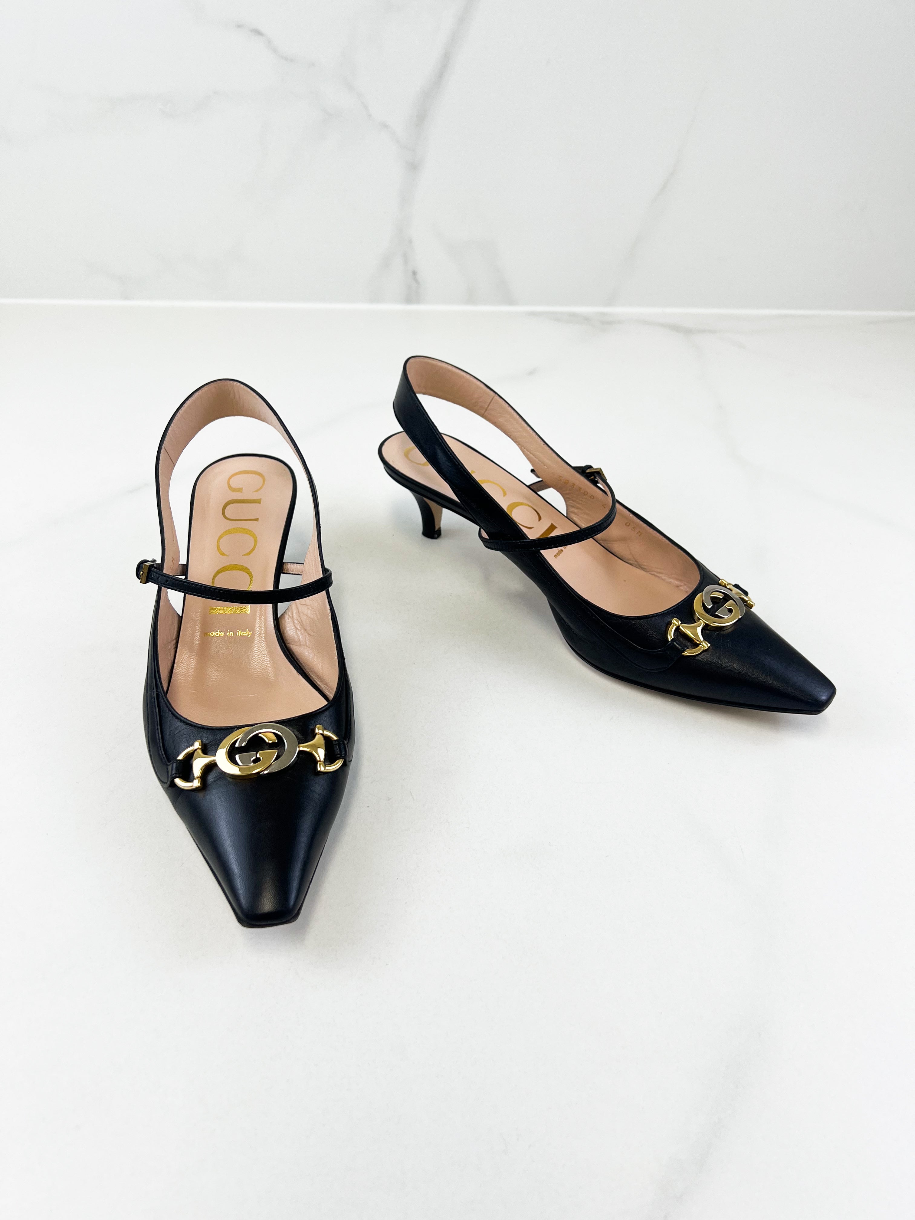 Gucci Zumi Interlocking GG Slingback Pump Size 40