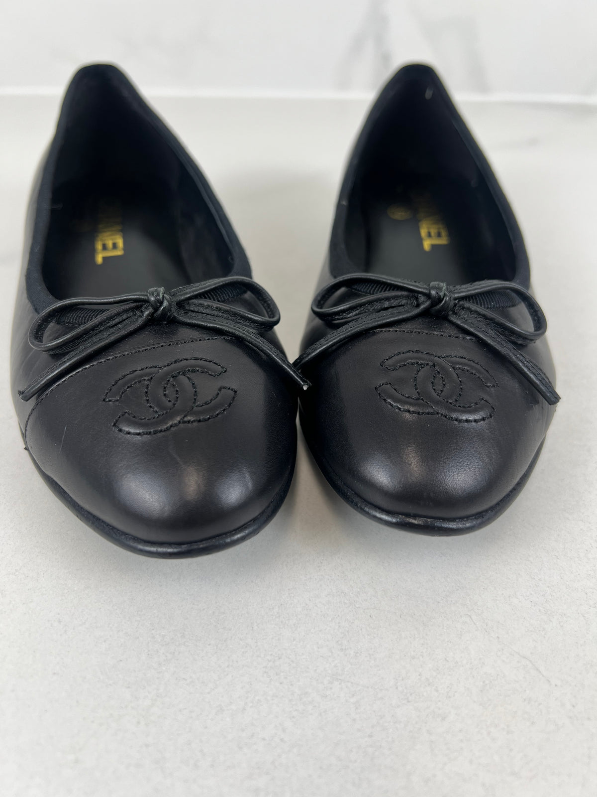 Chanel Black Leather Ballet Flat Size 36