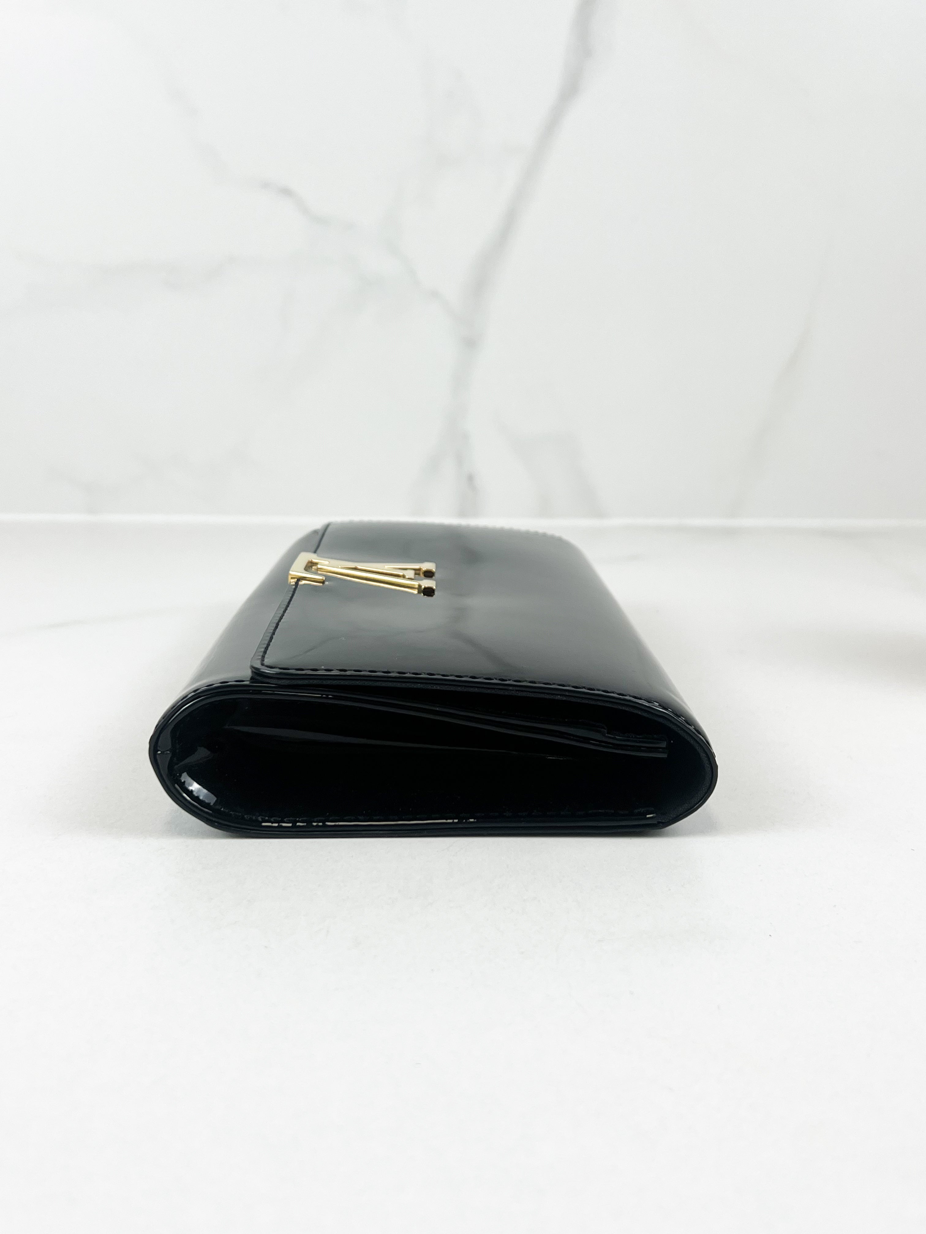 LV Patent Black St Louise Clutch
