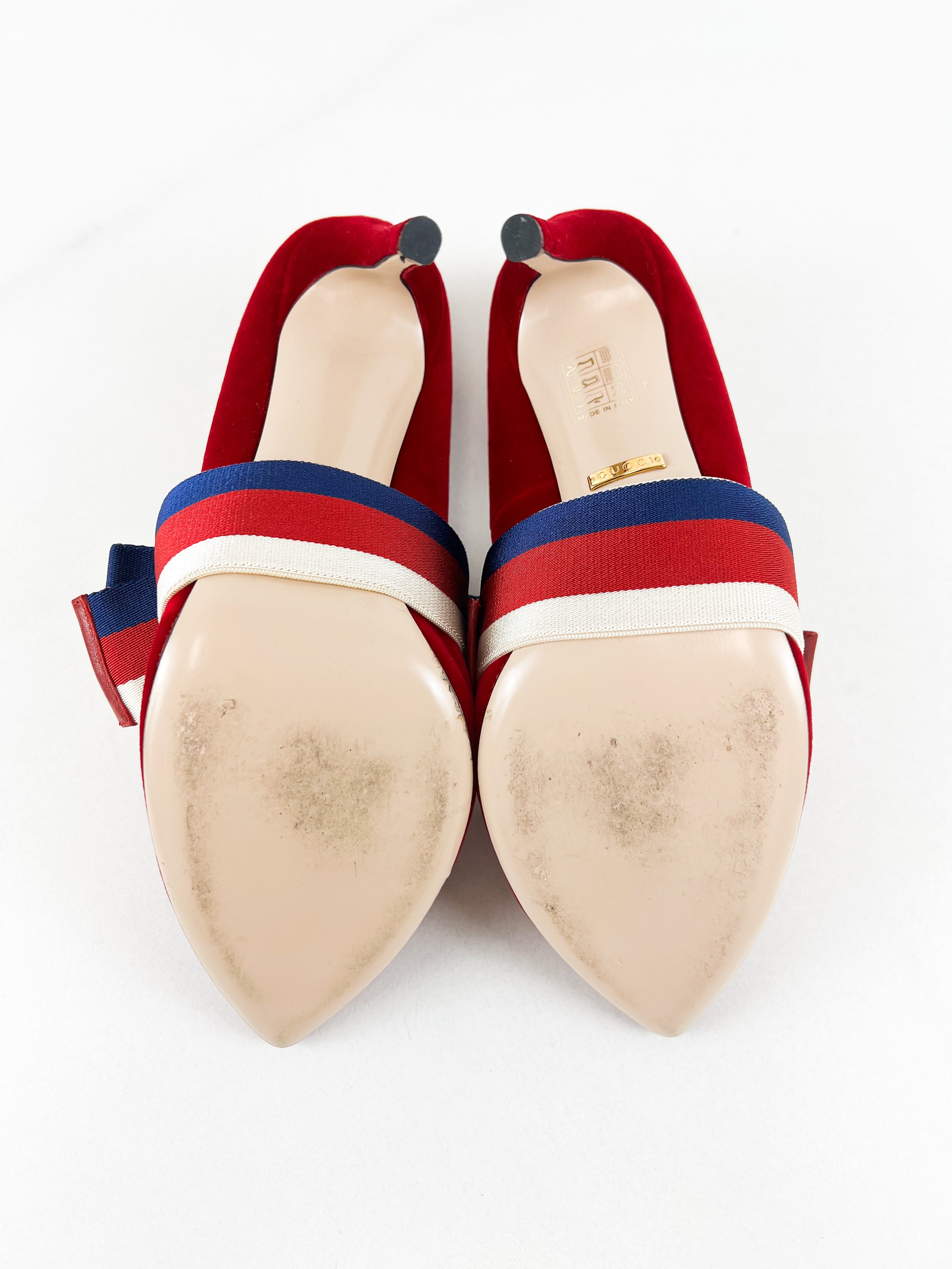Gucci Red Velvet Sylvie Bow Pump Size 39.5
