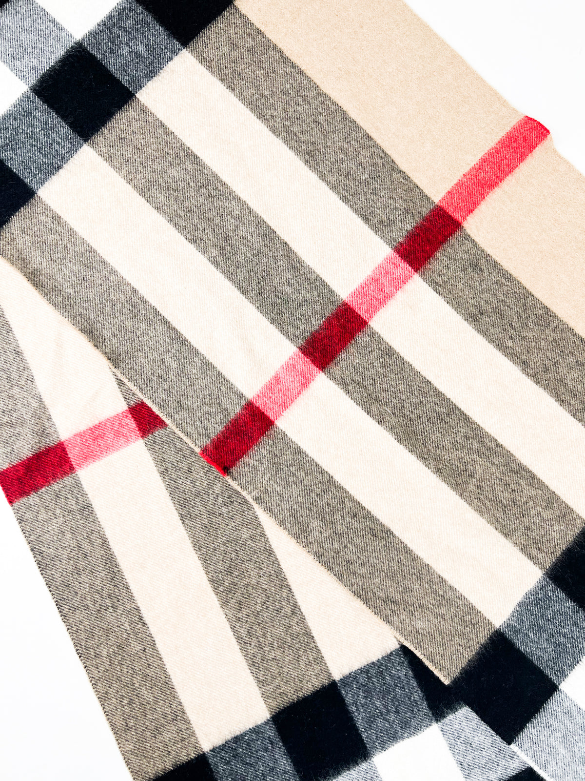 Burberry Half Mega Check Cashmere Scarf in Beige