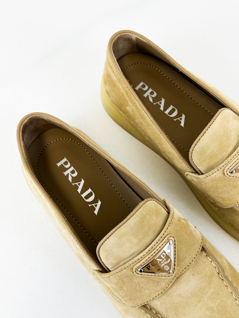 Prada Ecru Suede Loafer Size 37
