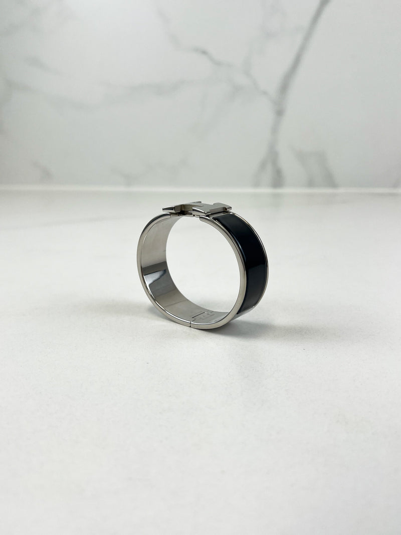 Hermes Clic H Black Enamel Bracelet
