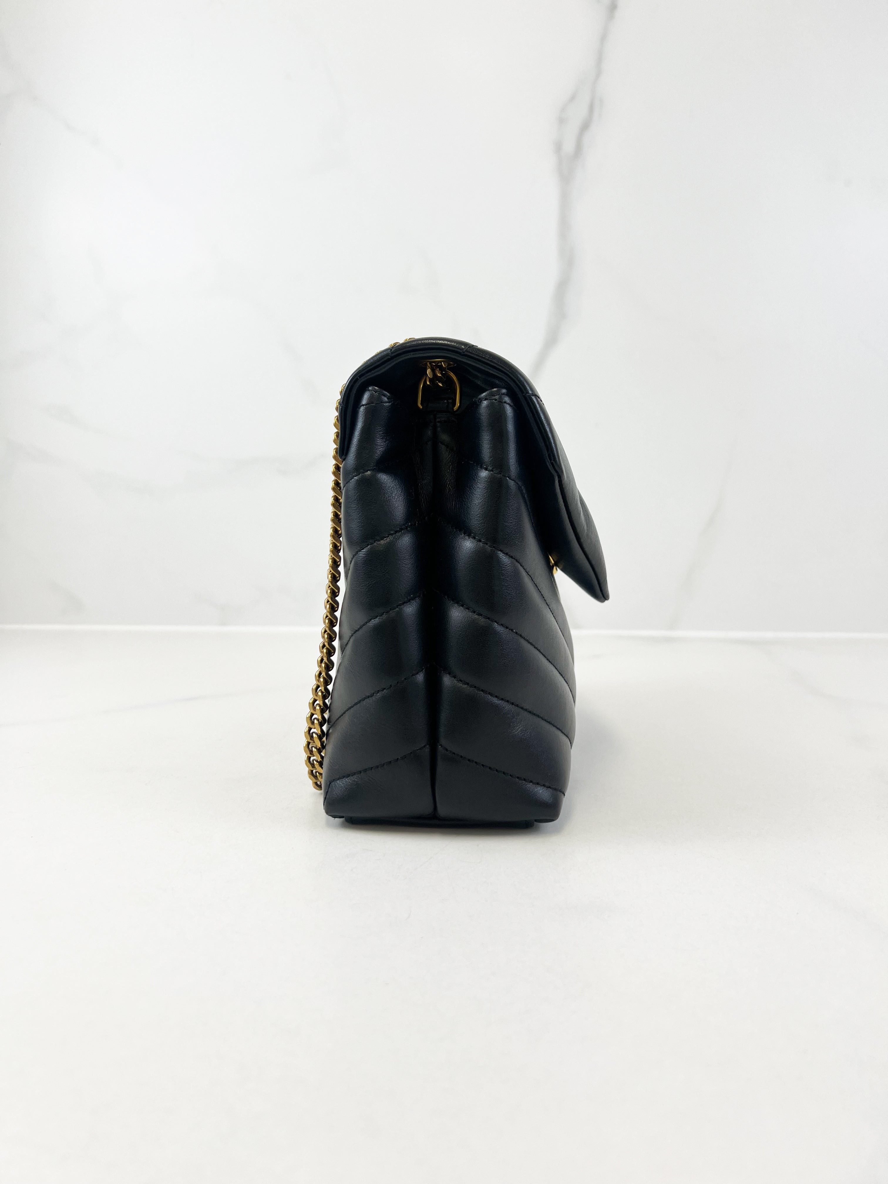 Saint Laurent Black Small Lou with GHW