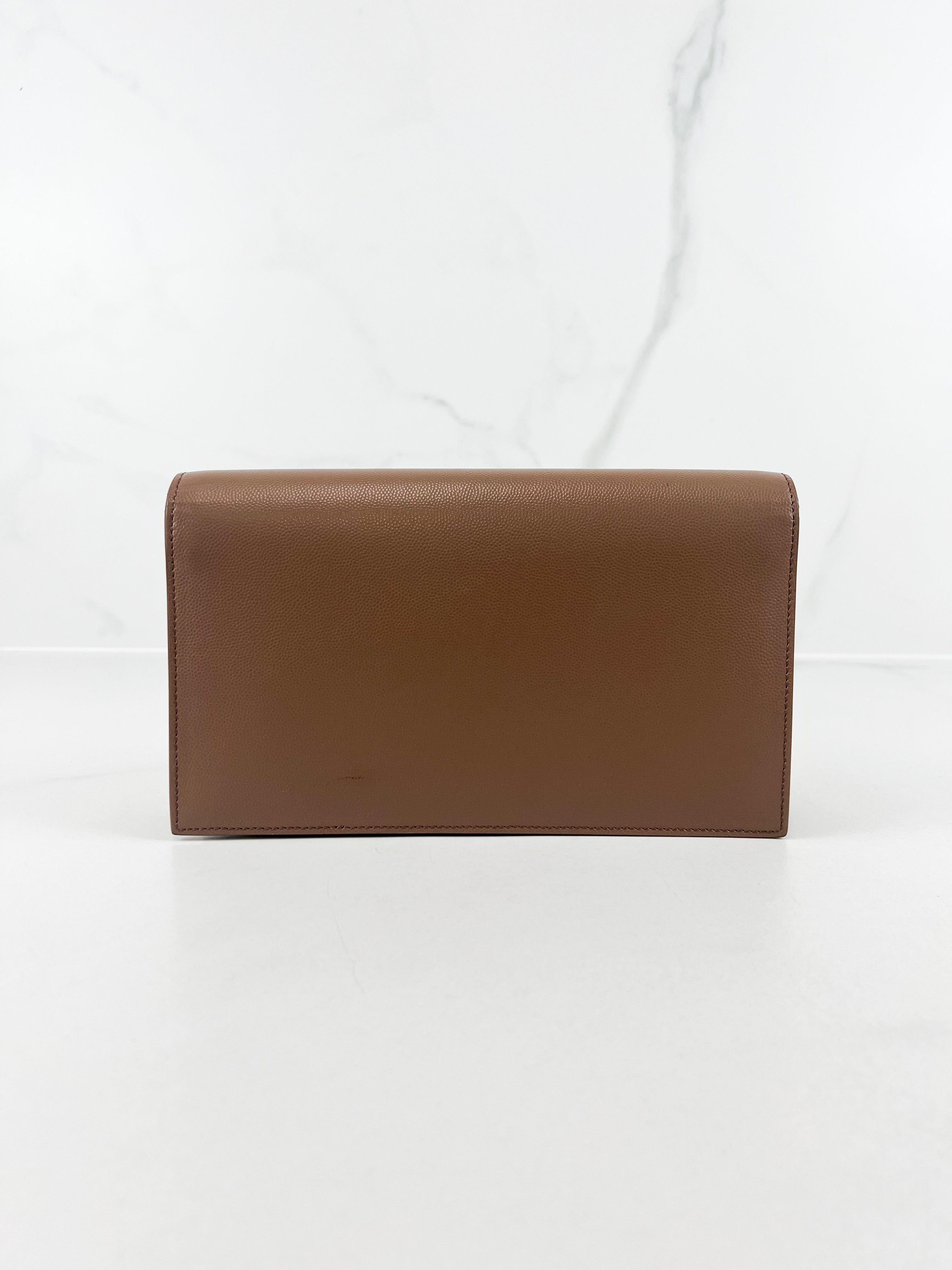 Saint Laurent Taupe Clutch SHW