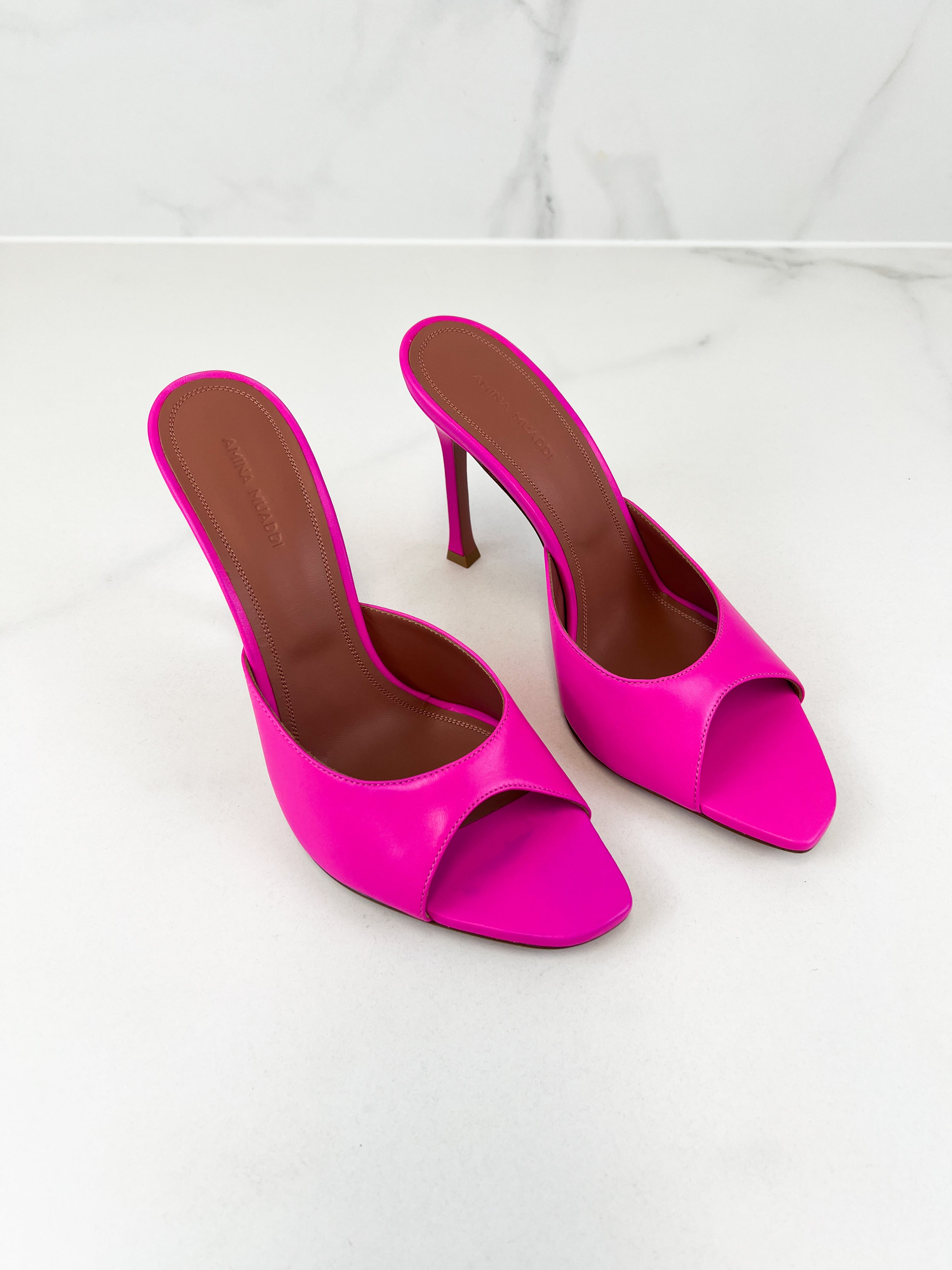 Amina Muaddi Alexa Leather Mule 105mm Size 40.5