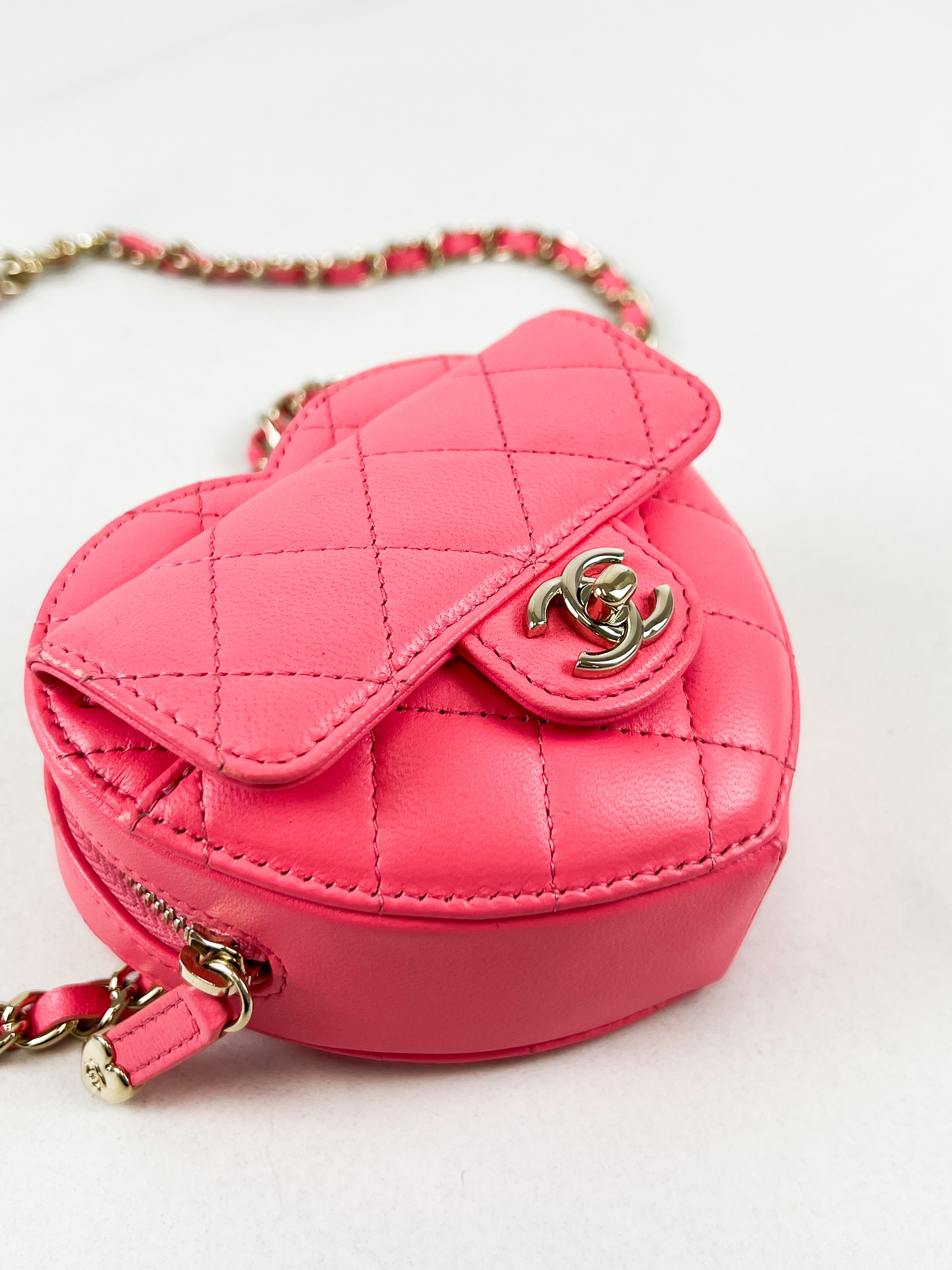 Chanel Pink Mini Lambskin Heart with LGHW