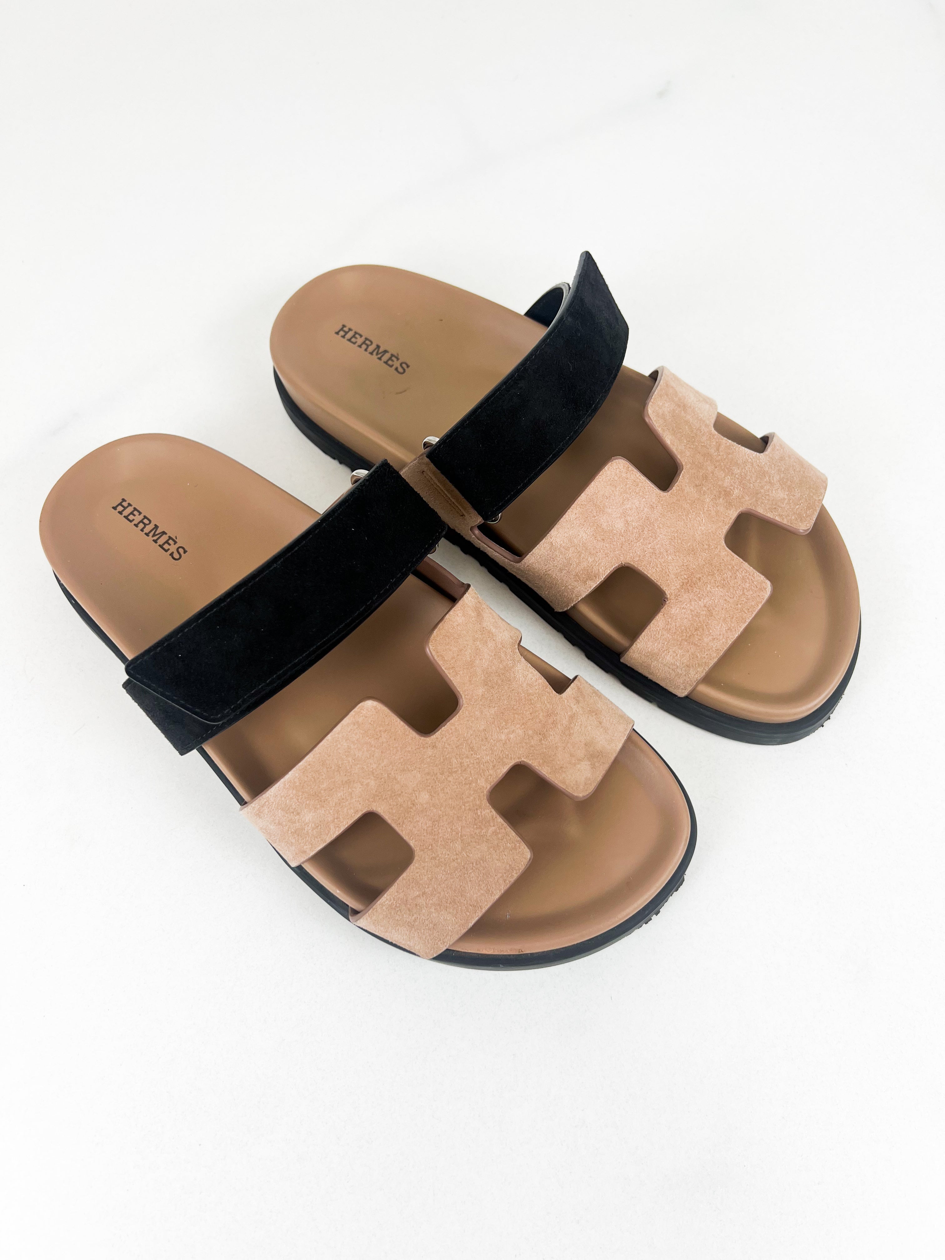Hermes Chypre Sandals in Rose Perle Size 38