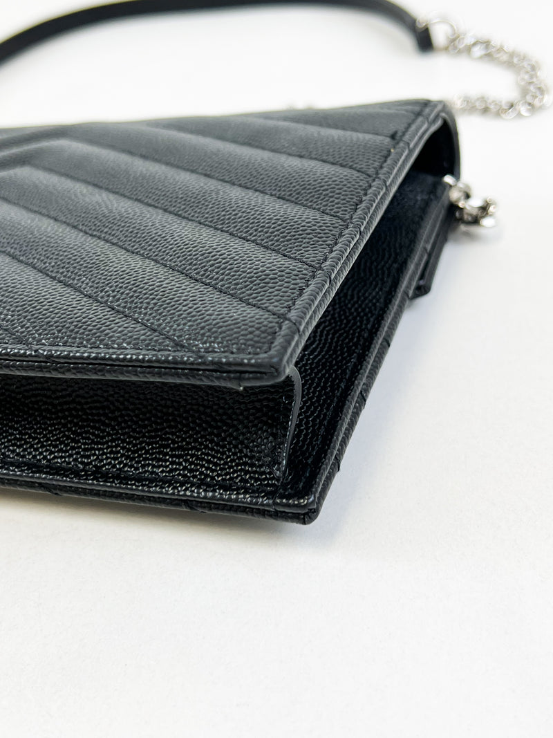 Saint Laurent Black Cassandre Envelope WOC SHW