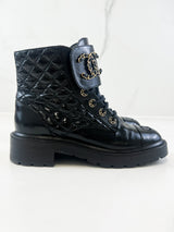 Chanel Quilted Combat Boot Size 39