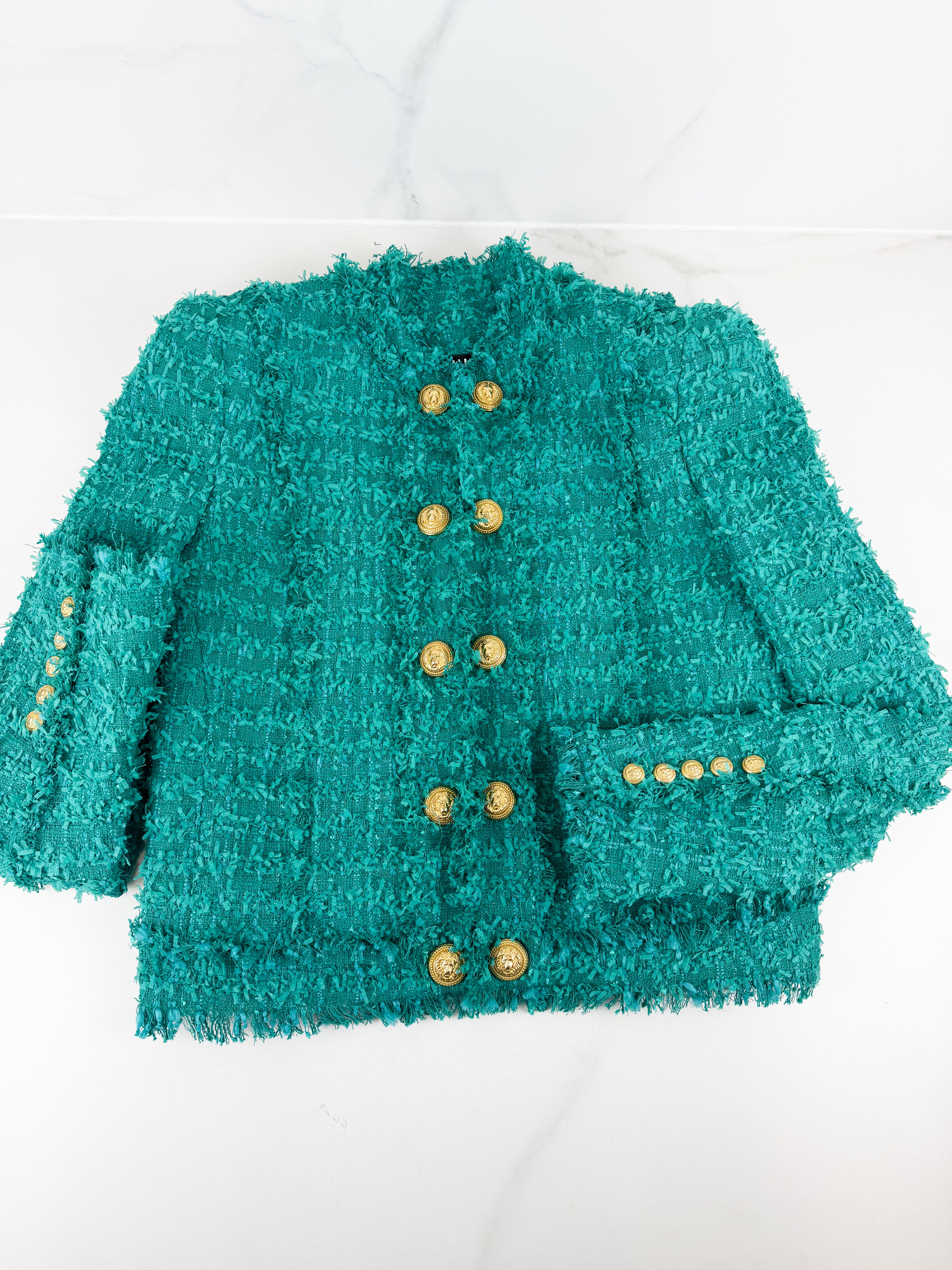 Balmain Teal Button Embellished Set Size 42