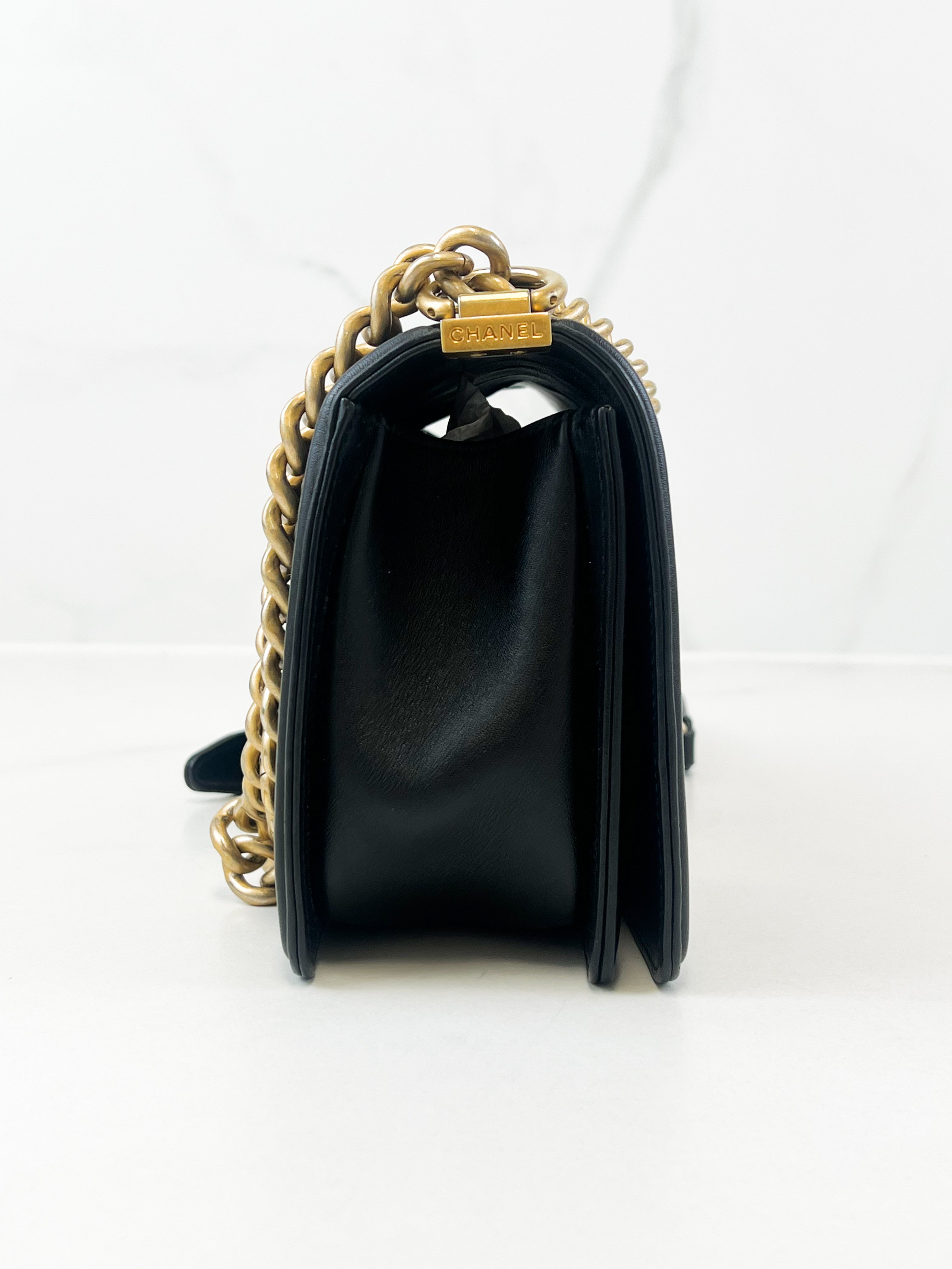 Chanel Black Old Medium Calfskin Boy Bag GHW
