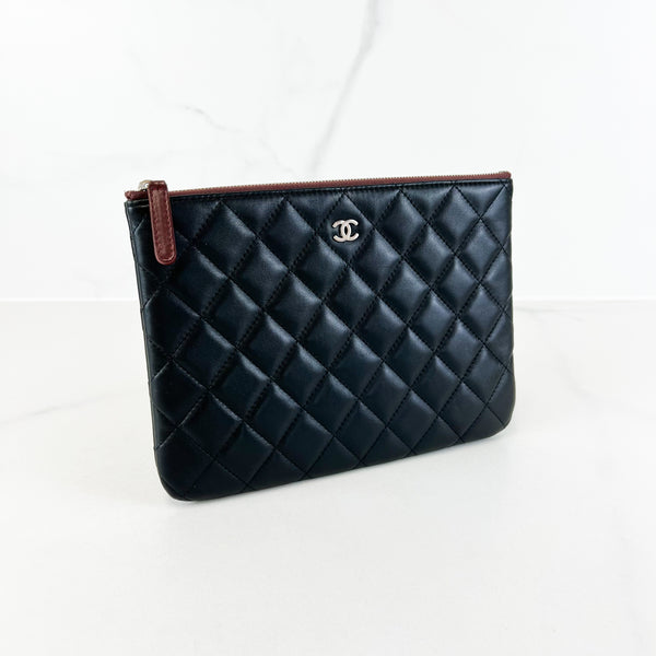 Chanel Small Quilted Lambskin Pouch in Black