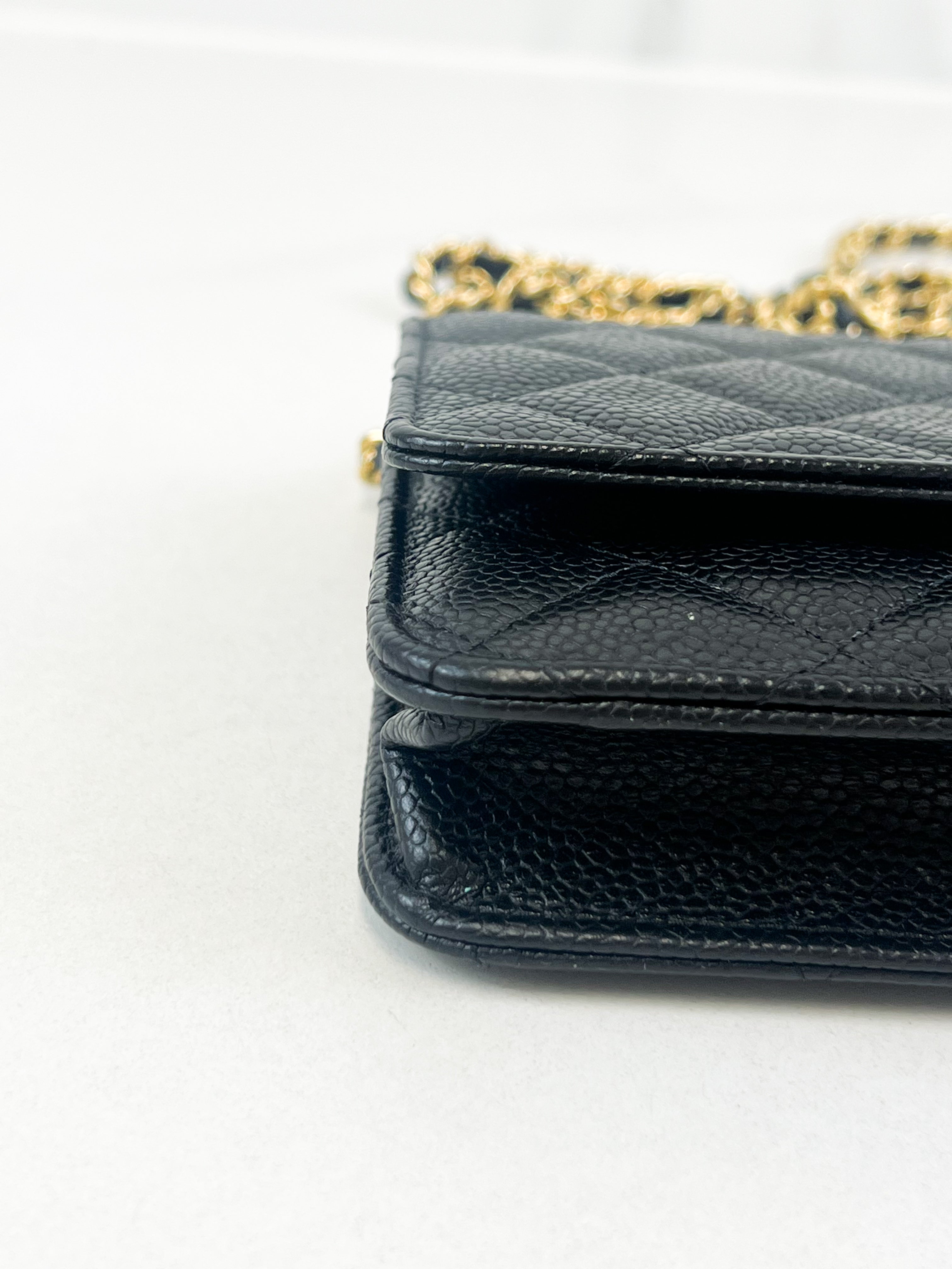 Chanel Black Classic Caviar CC WOC with GHW