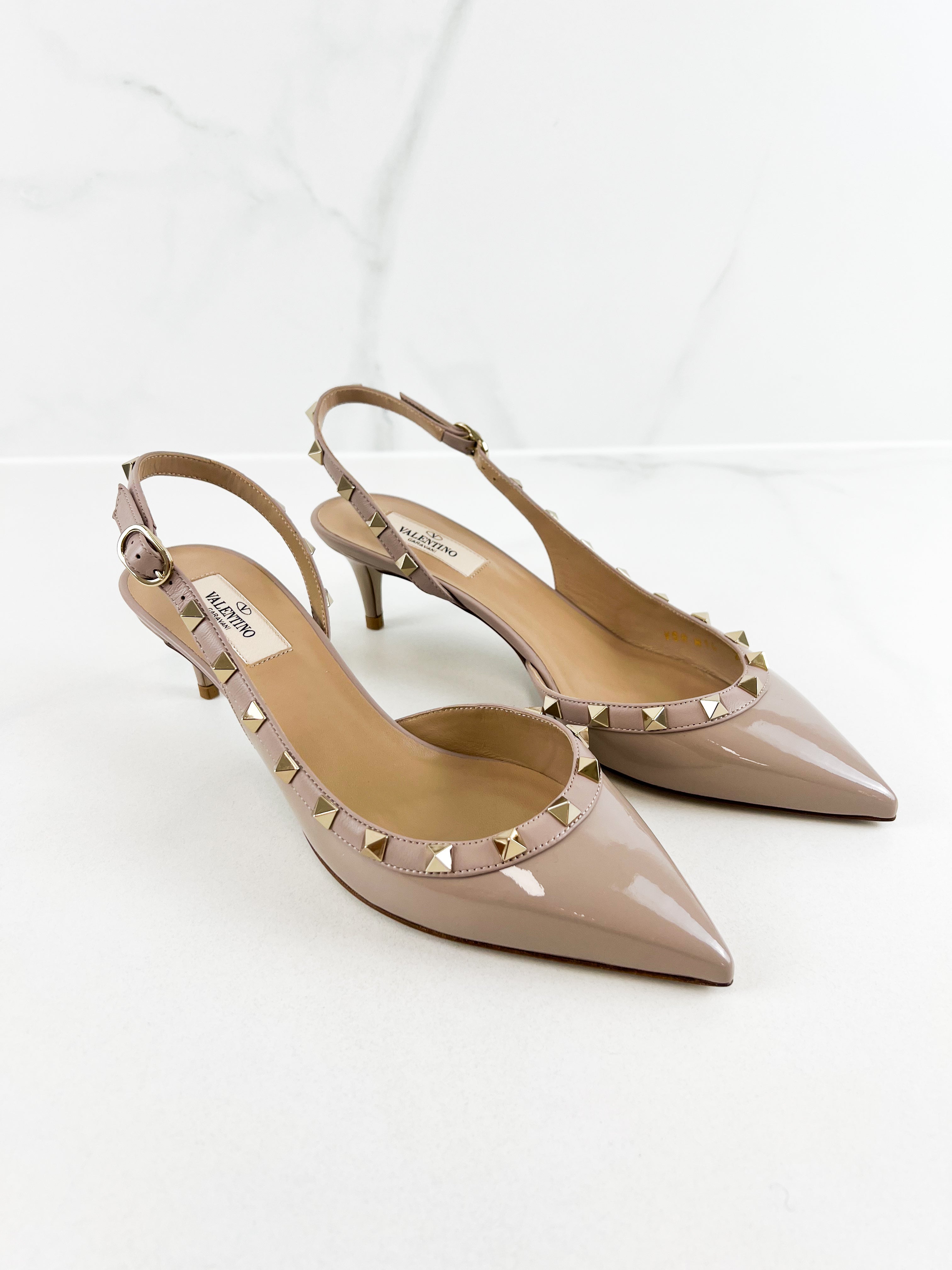 Valentino Rockstud Patent Slingback Pumps Size 38