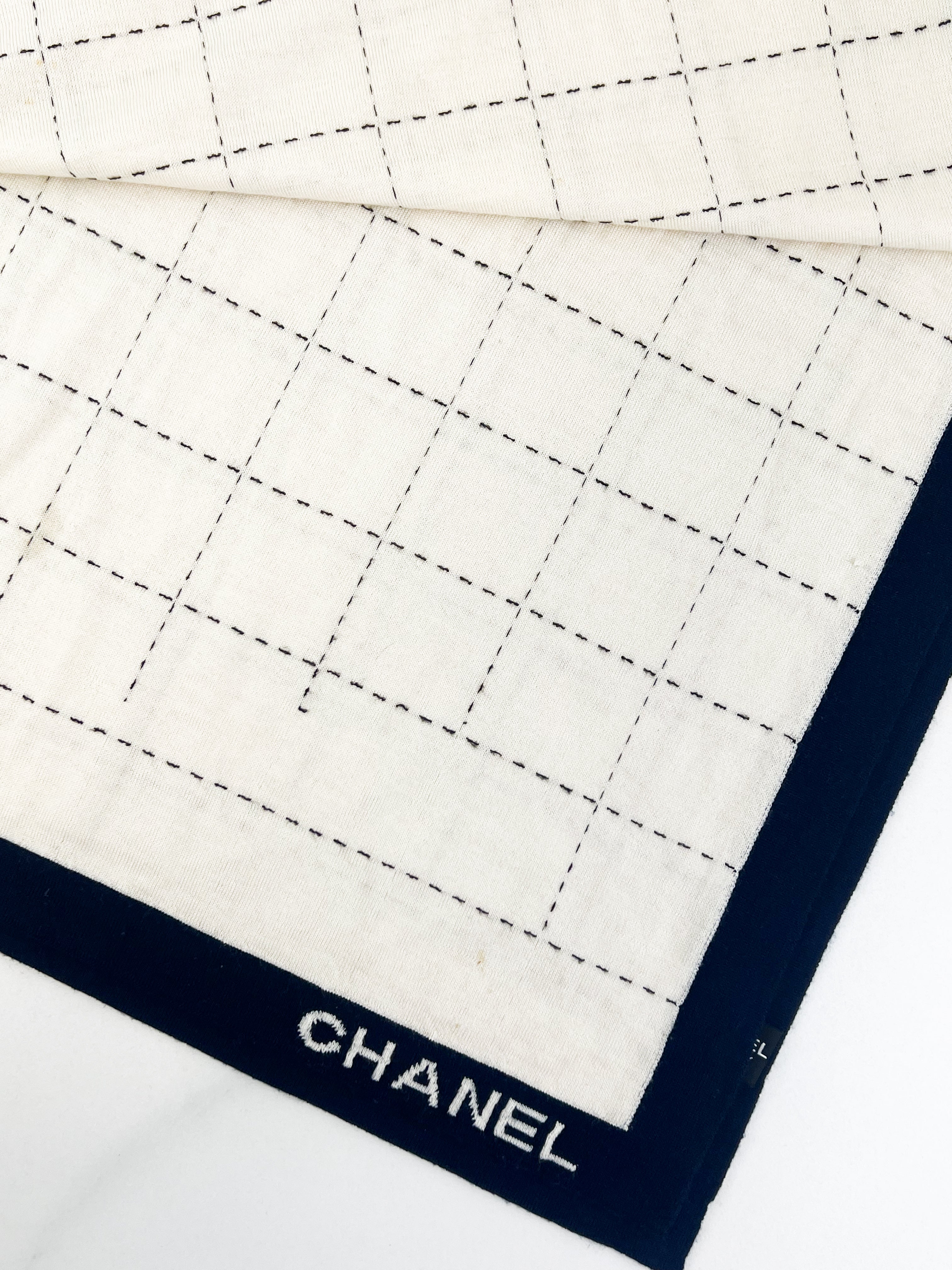 Chanel Quilted Classic Wool and Silk Two-tone Scarf