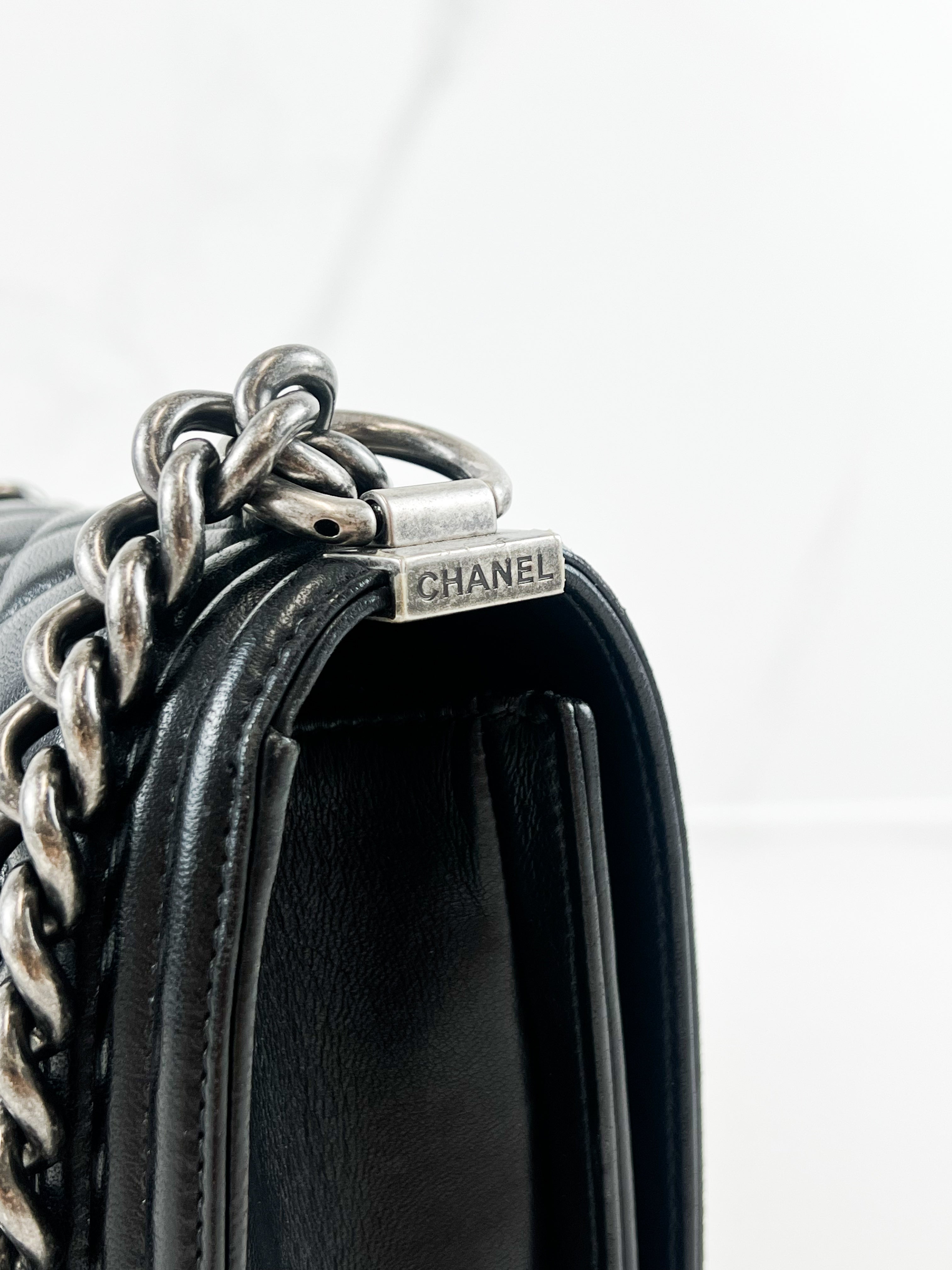 Chanel Small Lambskin Boy Bag with Ruthenium Hardware