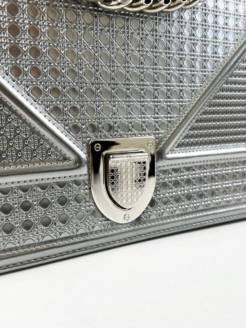 Christian Dior Medium Silver Diorama Shoulder Bag
